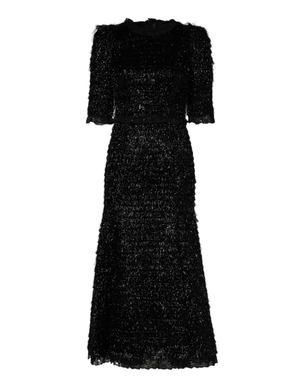 Dolce & Gabbana Metallic Black Polyester A-line Midi Women's Dress
