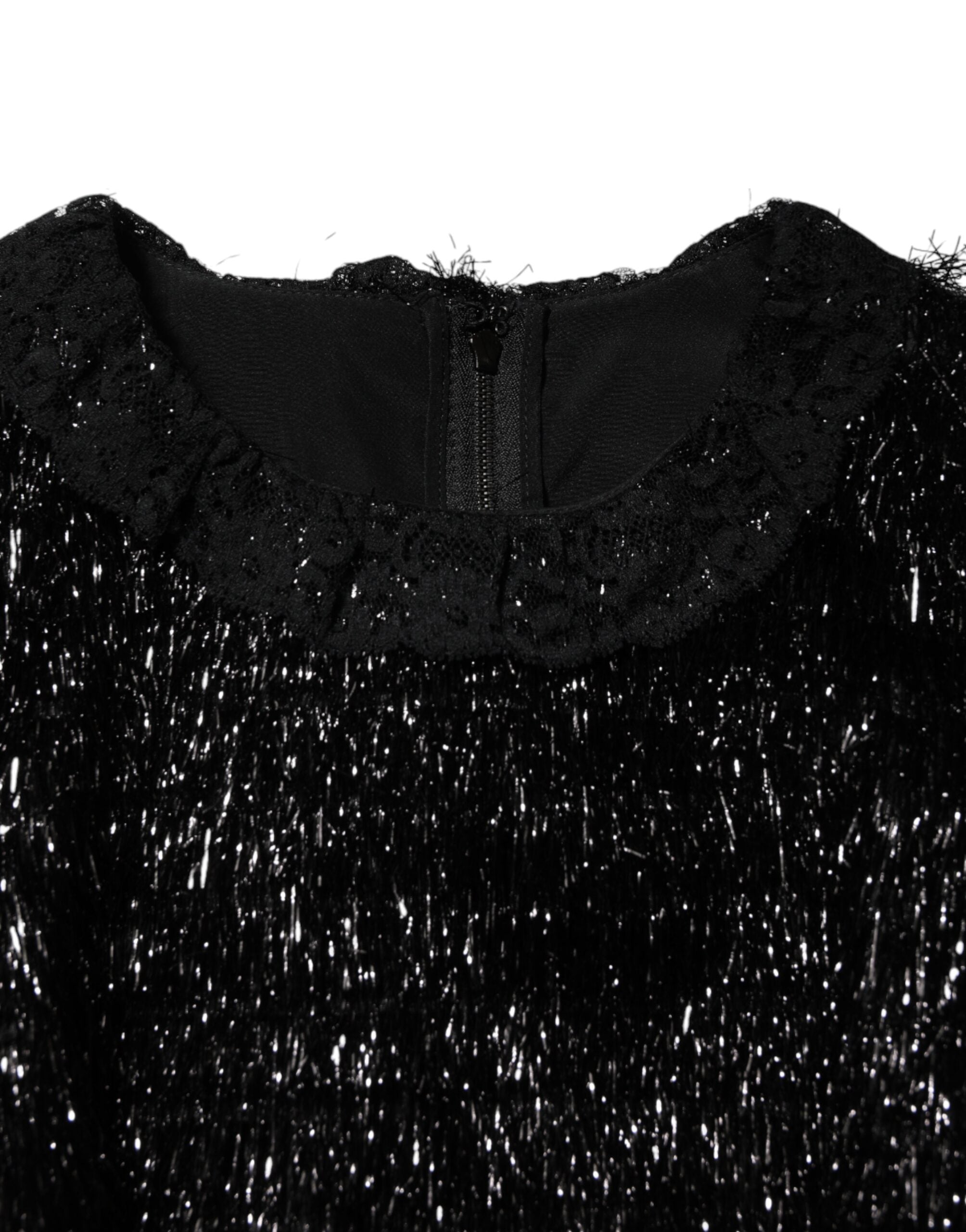 Dolce & Gabbana Metallic Black Polyester A-line Midi Women's Dress