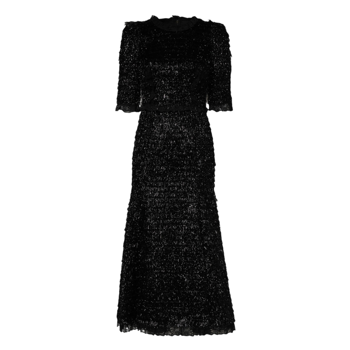 Dolce & Gabbana Metallic Black Polyester A-line Midi Women's Dress