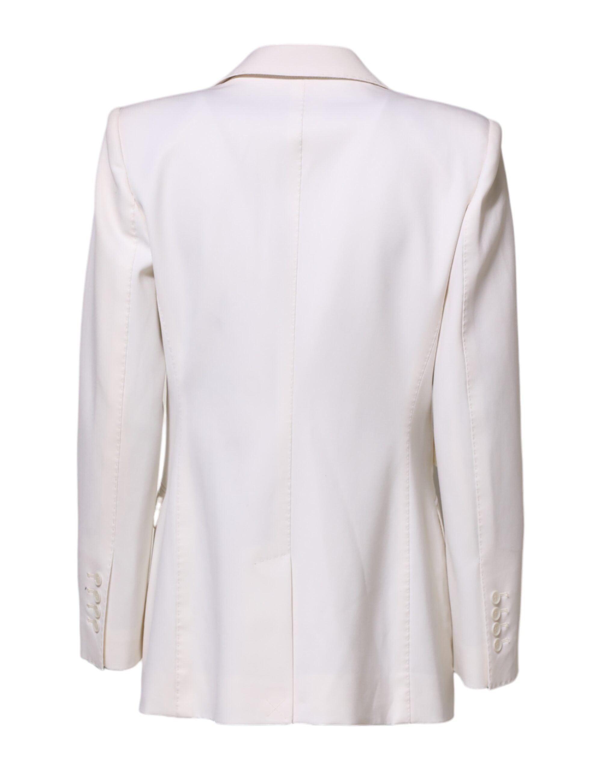 Dolce & Gabbana White Wool Single Breasted Women Coat Women's Jacket (Pre-Owned)