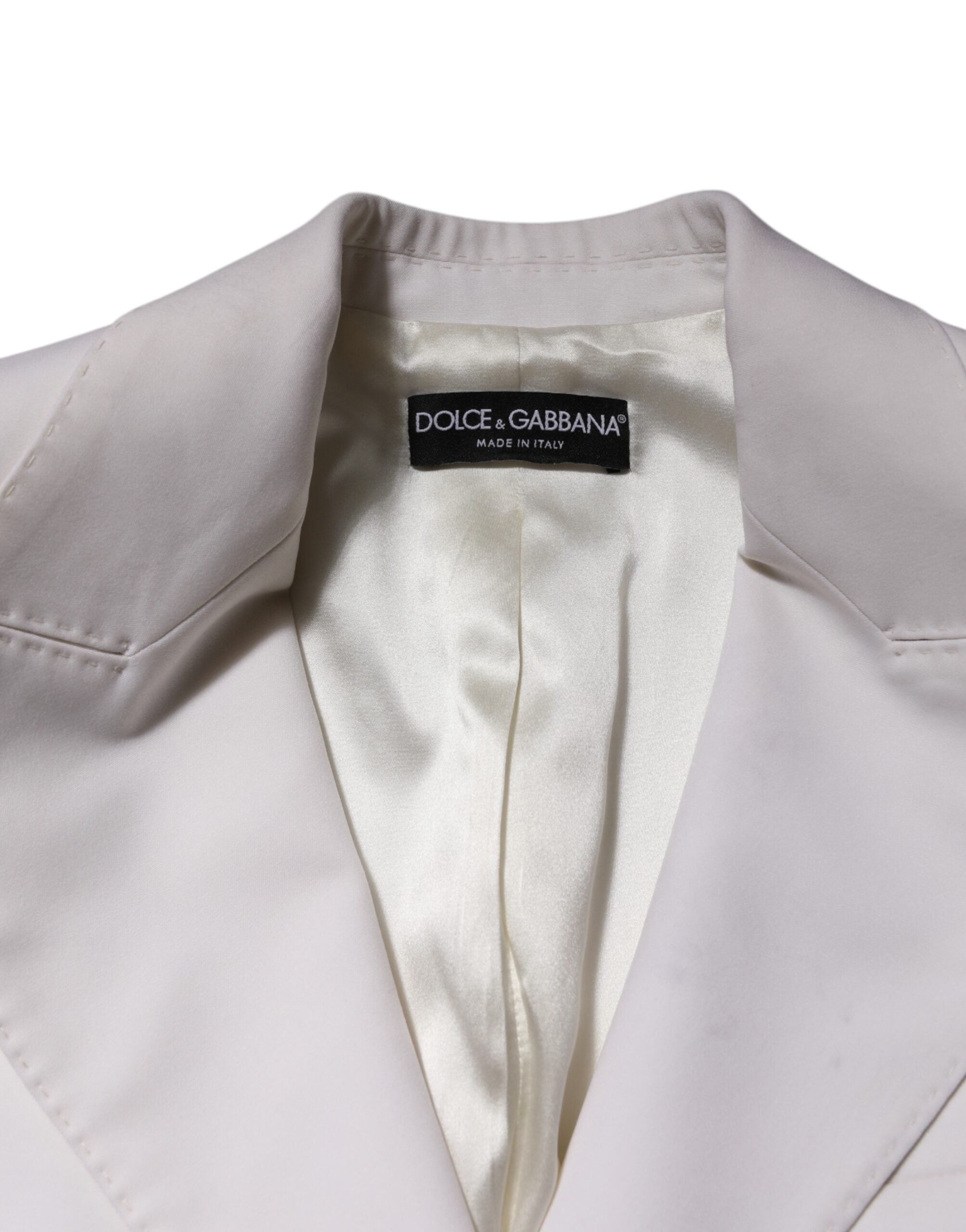 Dolce & Gabbana White Wool Single Breasted Women Coat Women's Jacket (Pre-Owned)