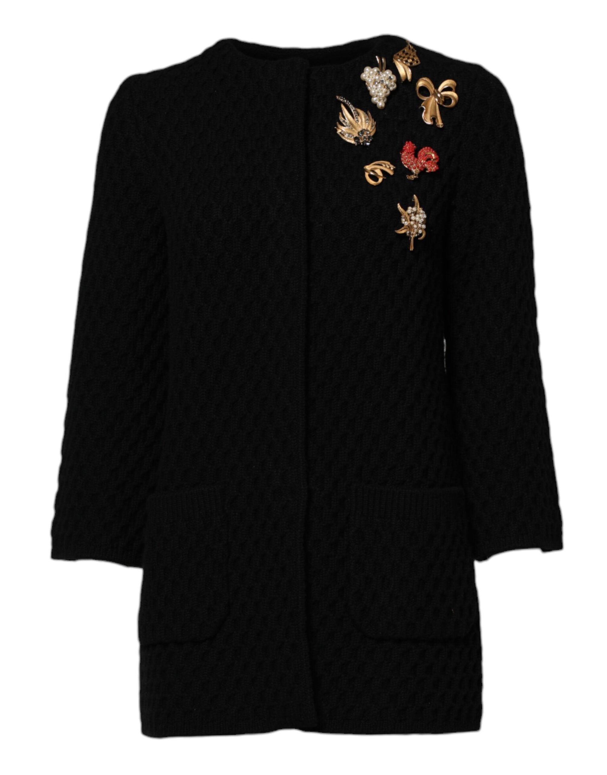 Dolce & Gabbana Black Cashmere Quilted Embellished Women's Jacket