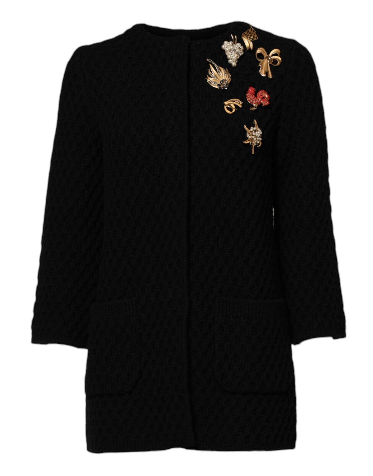 Dolce & Gabbana Black Cashmere Quilted Embellished Women's Jacket