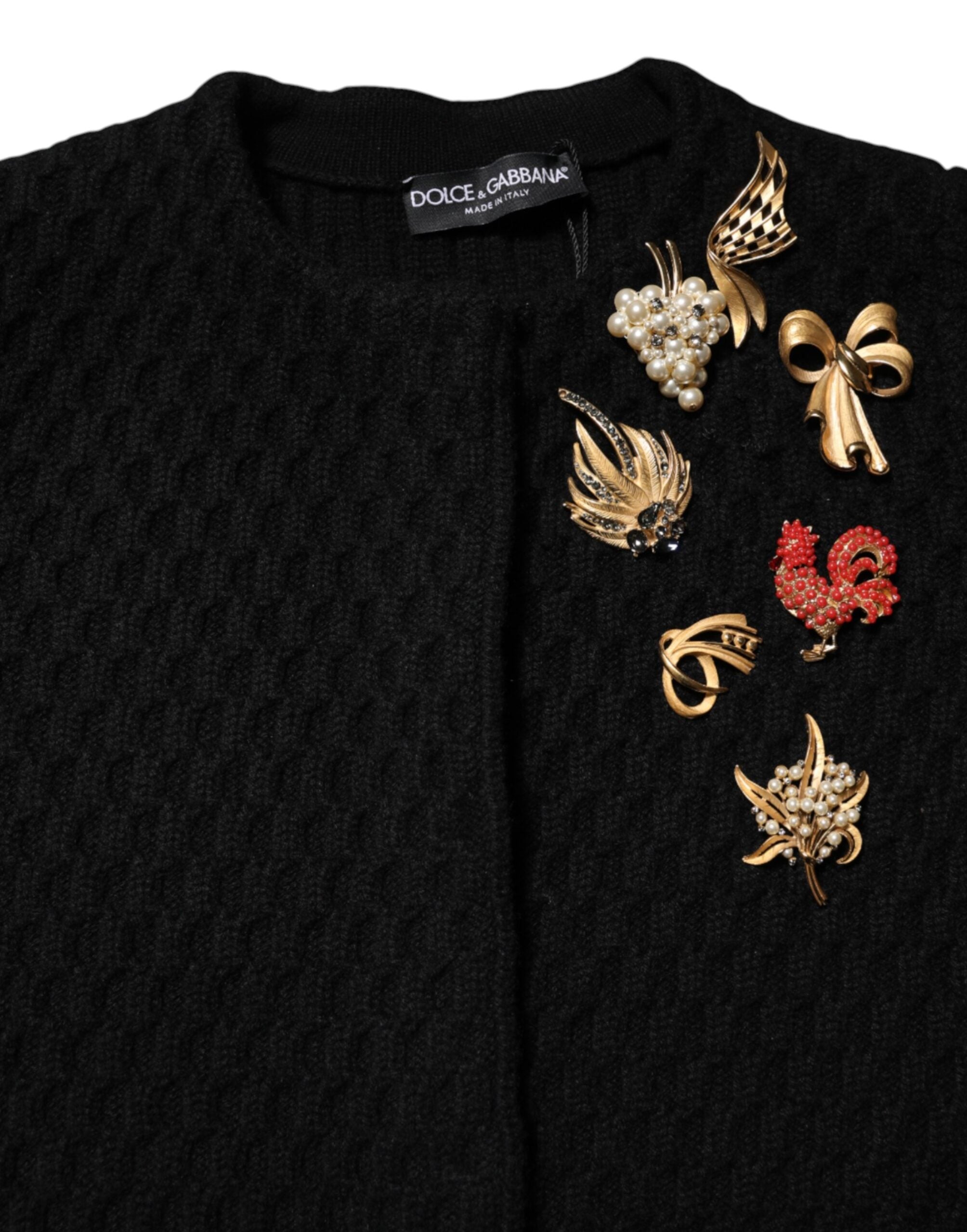 Dolce & Gabbana Black Cashmere Quilted Embellished Women's Jacket