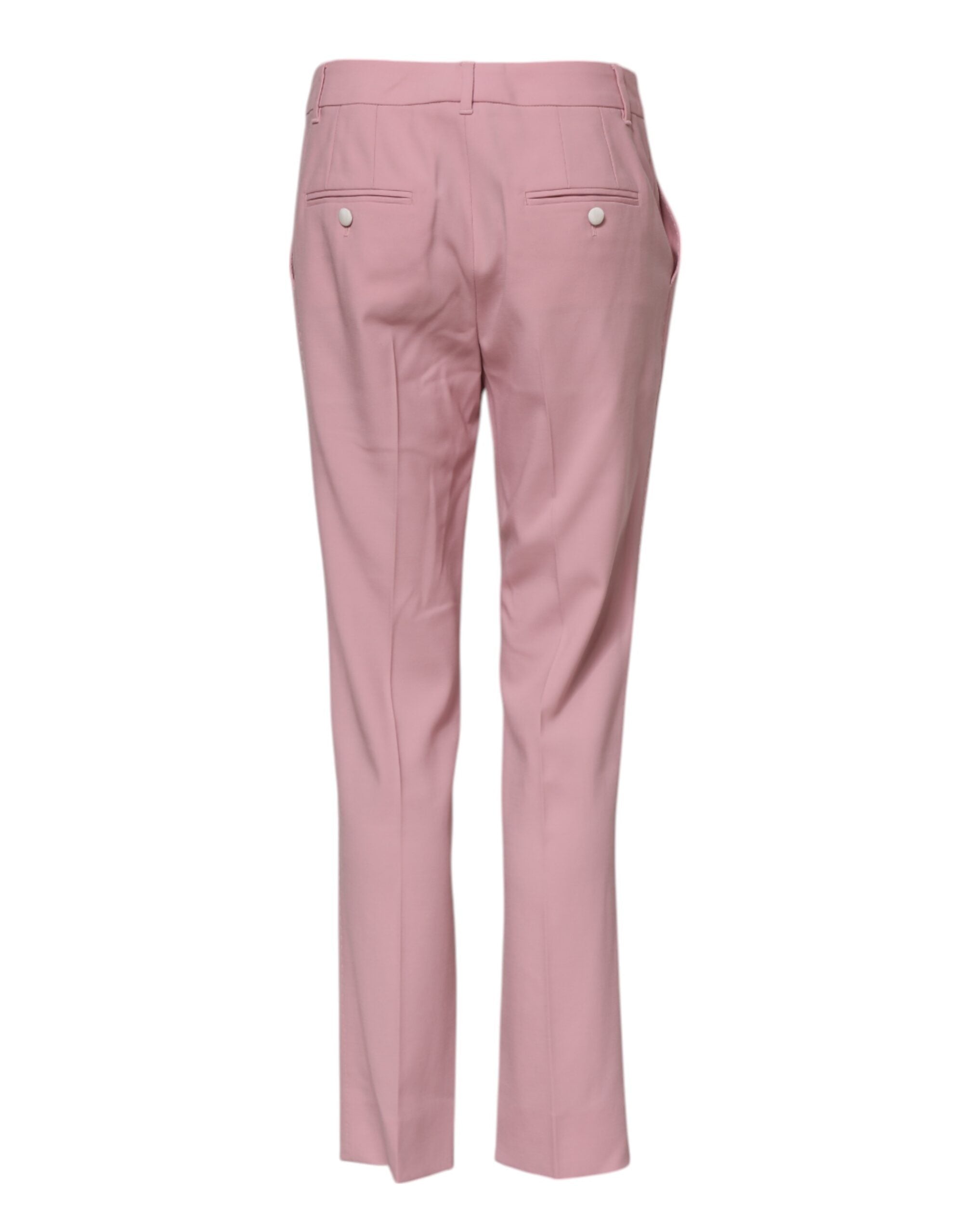 Dolce & Gabbana Pink Wool Mid Waist Tapered Women's Pants