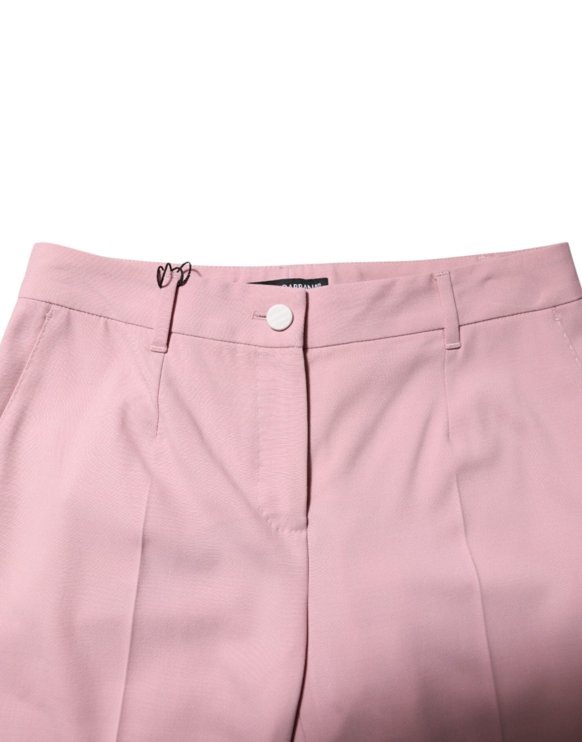 Dolce & Gabbana Pink Wool Mid Waist Tapered Women's Pants