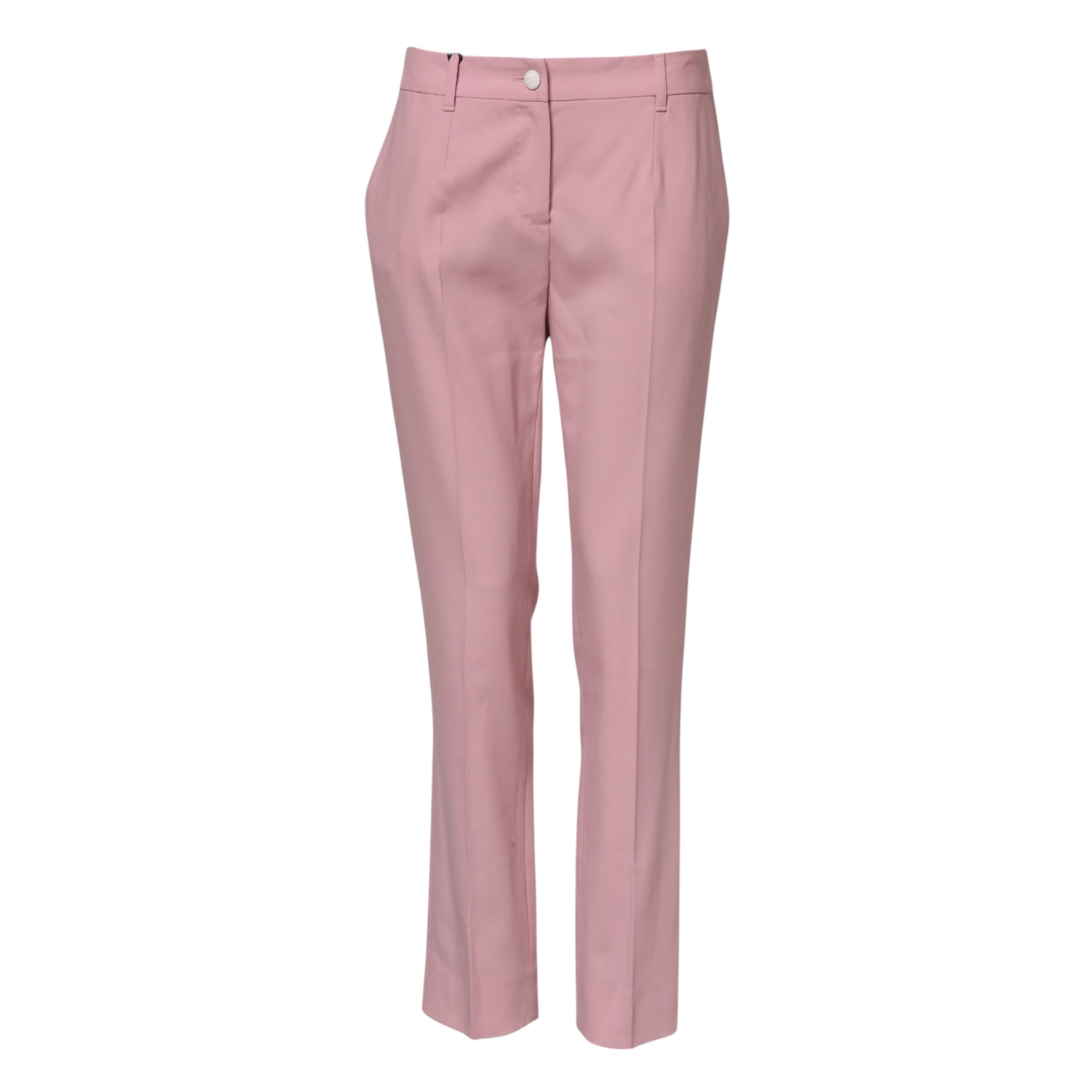 Dolce & Gabbana Pink Wool Mid Waist Tapered Women's Pants