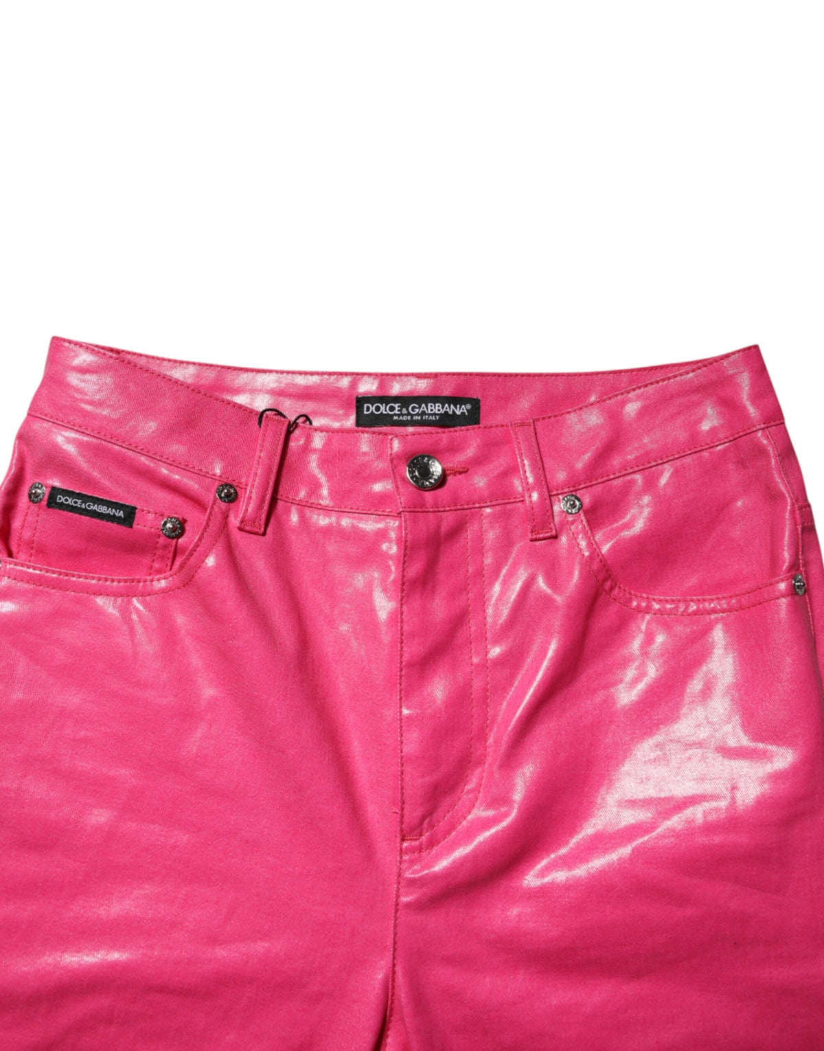 Dolce & Gabbana Pink Cotton High Waisted Skinny Denim Women's Jeans