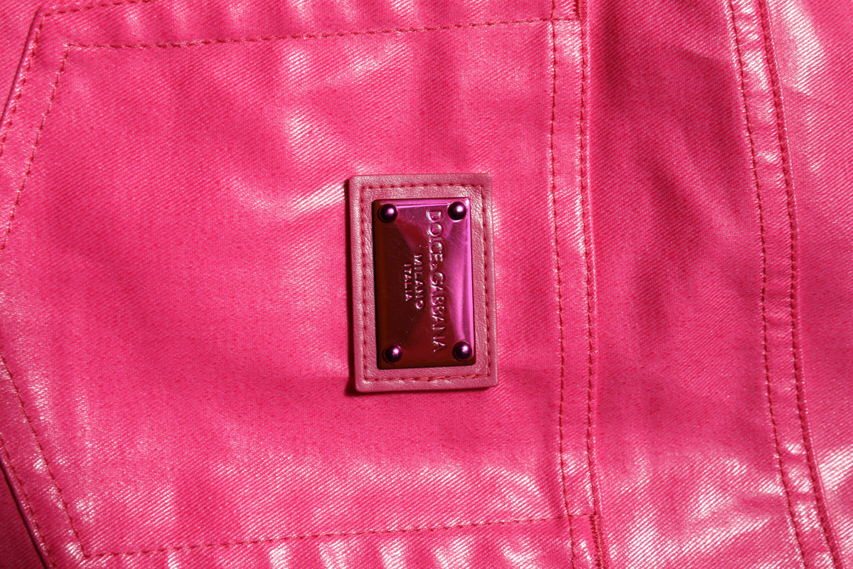 Dolce & Gabbana Pink Cotton High Waisted Skinny Denim Women's Jeans