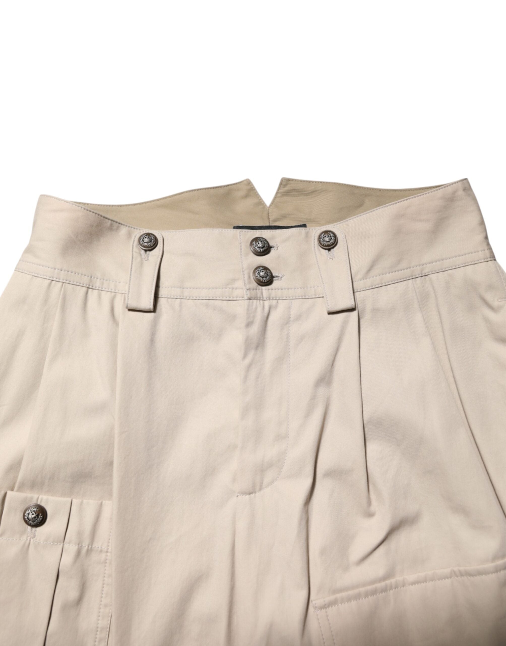 Dolce & Gabbana Beige Cotton High Waisted Women's Pants