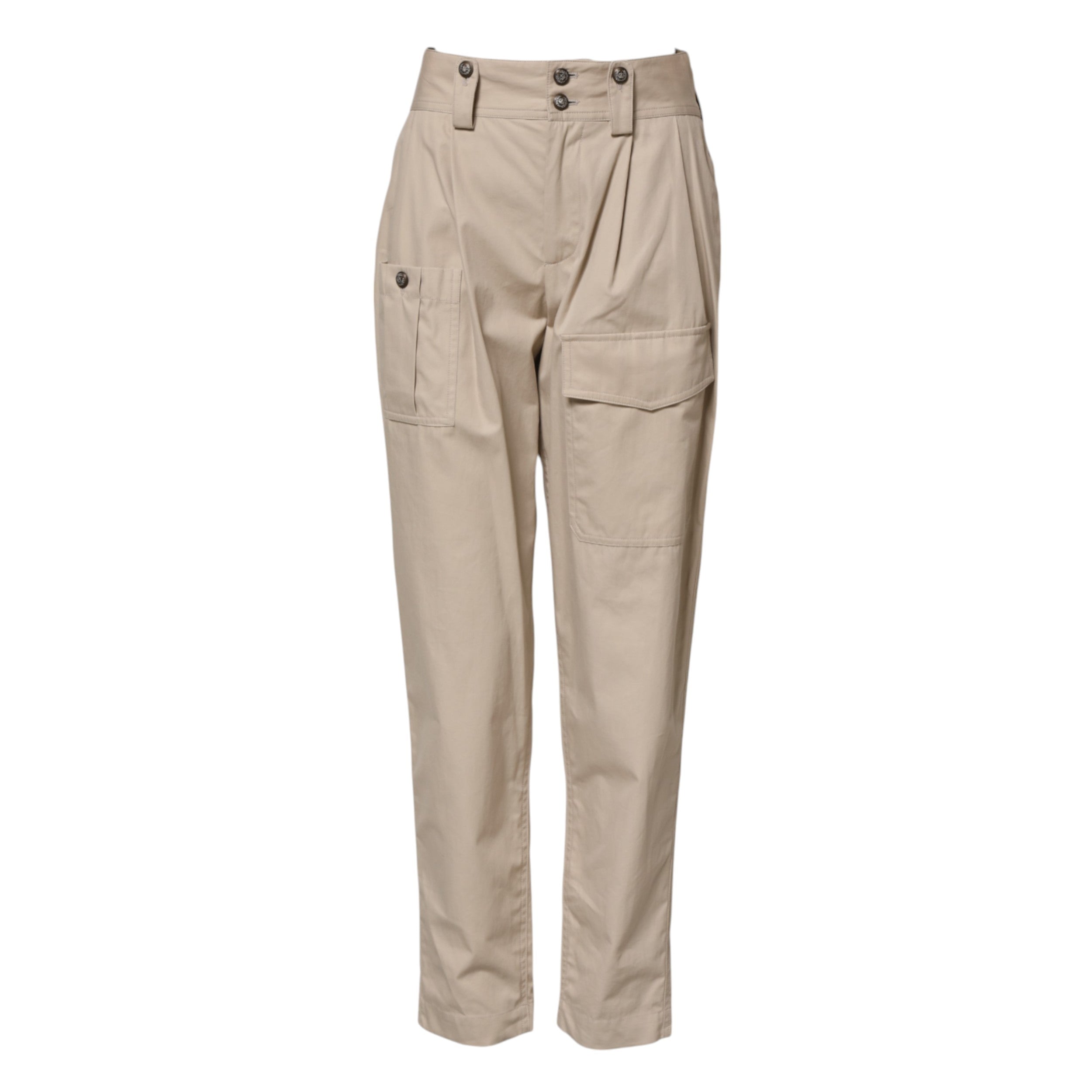 Dolce & Gabbana Beige Cotton High Waisted Women's Pants