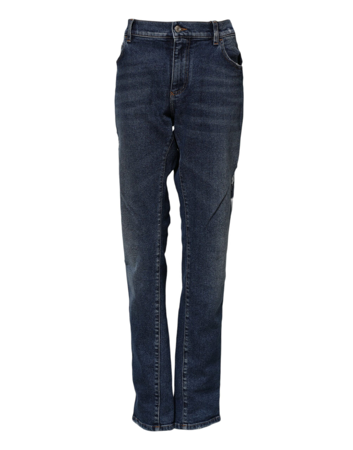 Dolce & Gabbana Blue Cotton Mid Waisted Straight Denim Women's Jeans