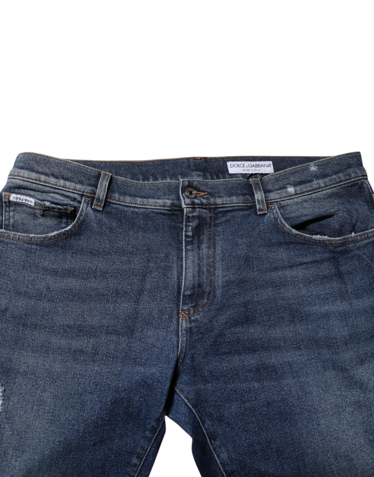 Dolce & Gabbana Blue Cotton Mid Waisted Straight Denim Women's Jeans