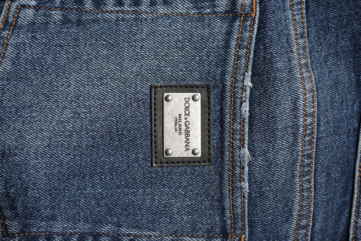 Dolce & Gabbana Blue Cotton Mid Waisted Straight Denim Women's Jeans