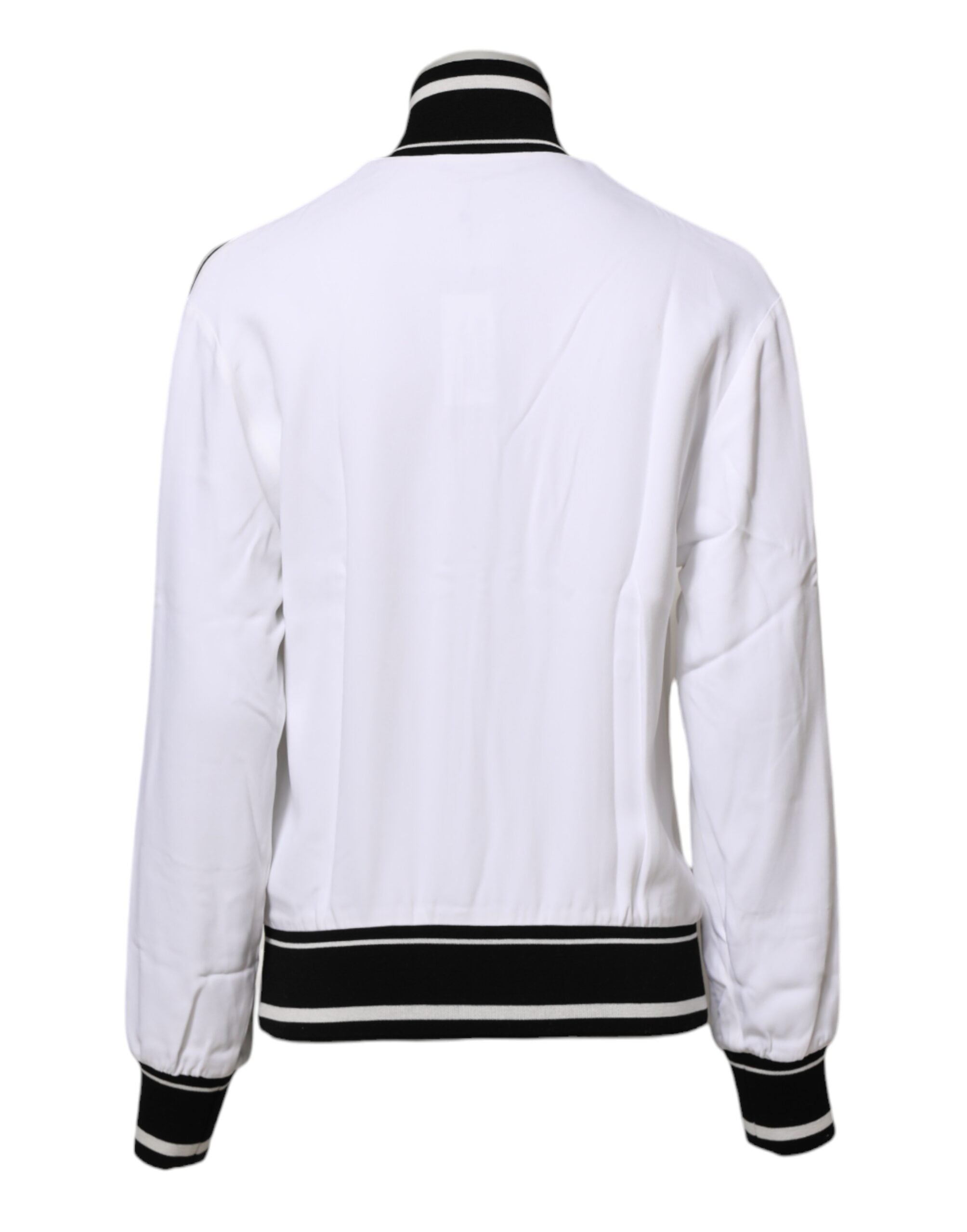Dolce & Gabbana White Viscose Logo Women Full Zip Women's Jacket (Pre-Owned)