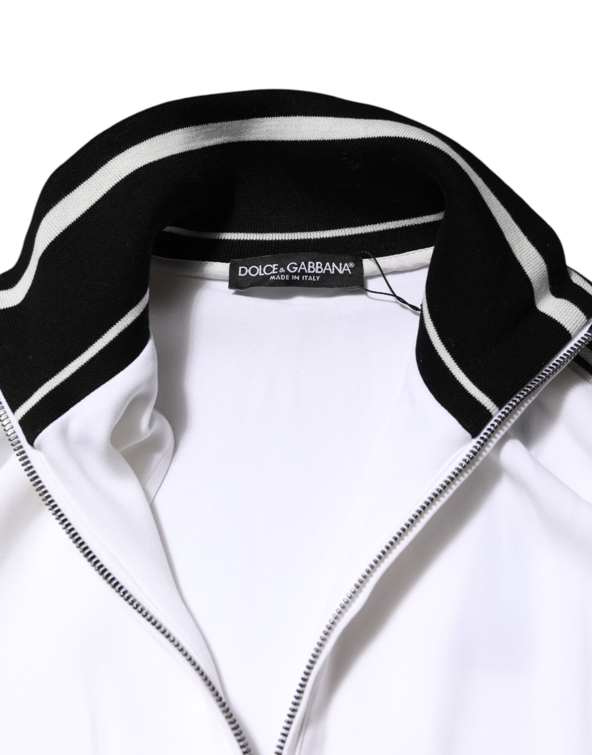 Dolce & Gabbana White Viscose Logo Women Full Zip Women's Jacket (Pre-Owned)