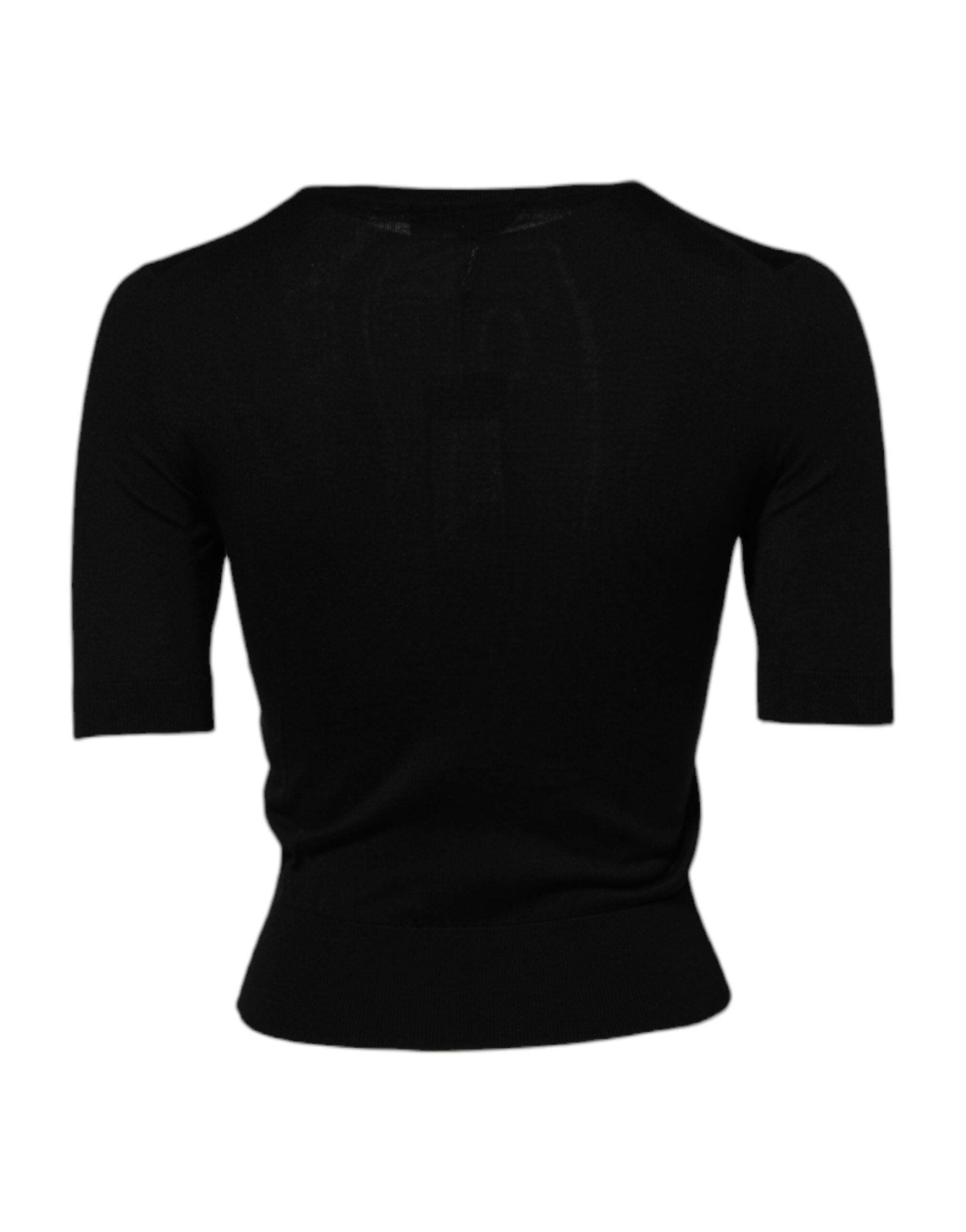Dolce & Gabbana Black Rose Sequin Embellishments Blouse Women's Top (Pre-Owned)