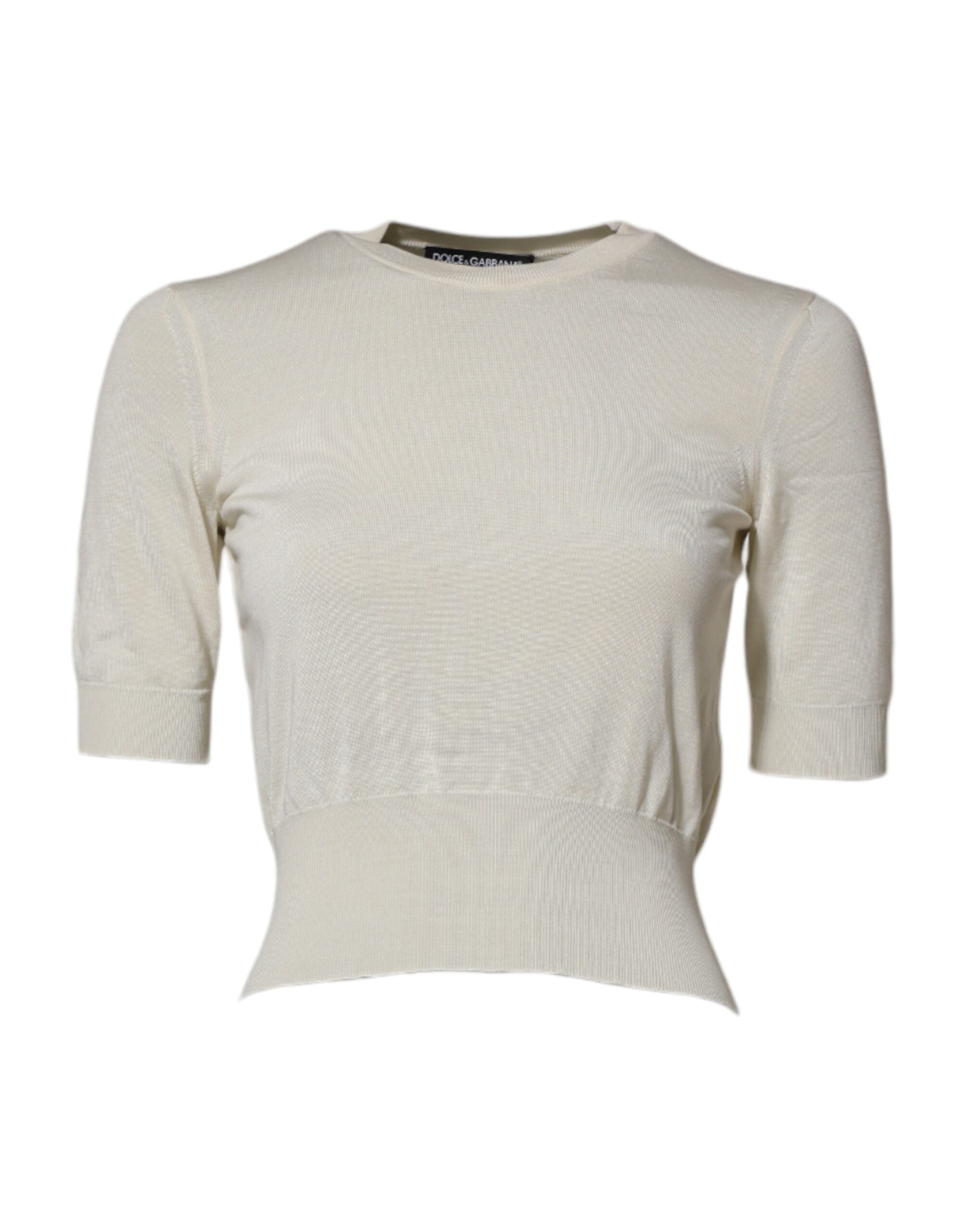Dolce & Gabbana White Silk Short Sleeves Blouse Pullover Women's Top (Pre-Owned)