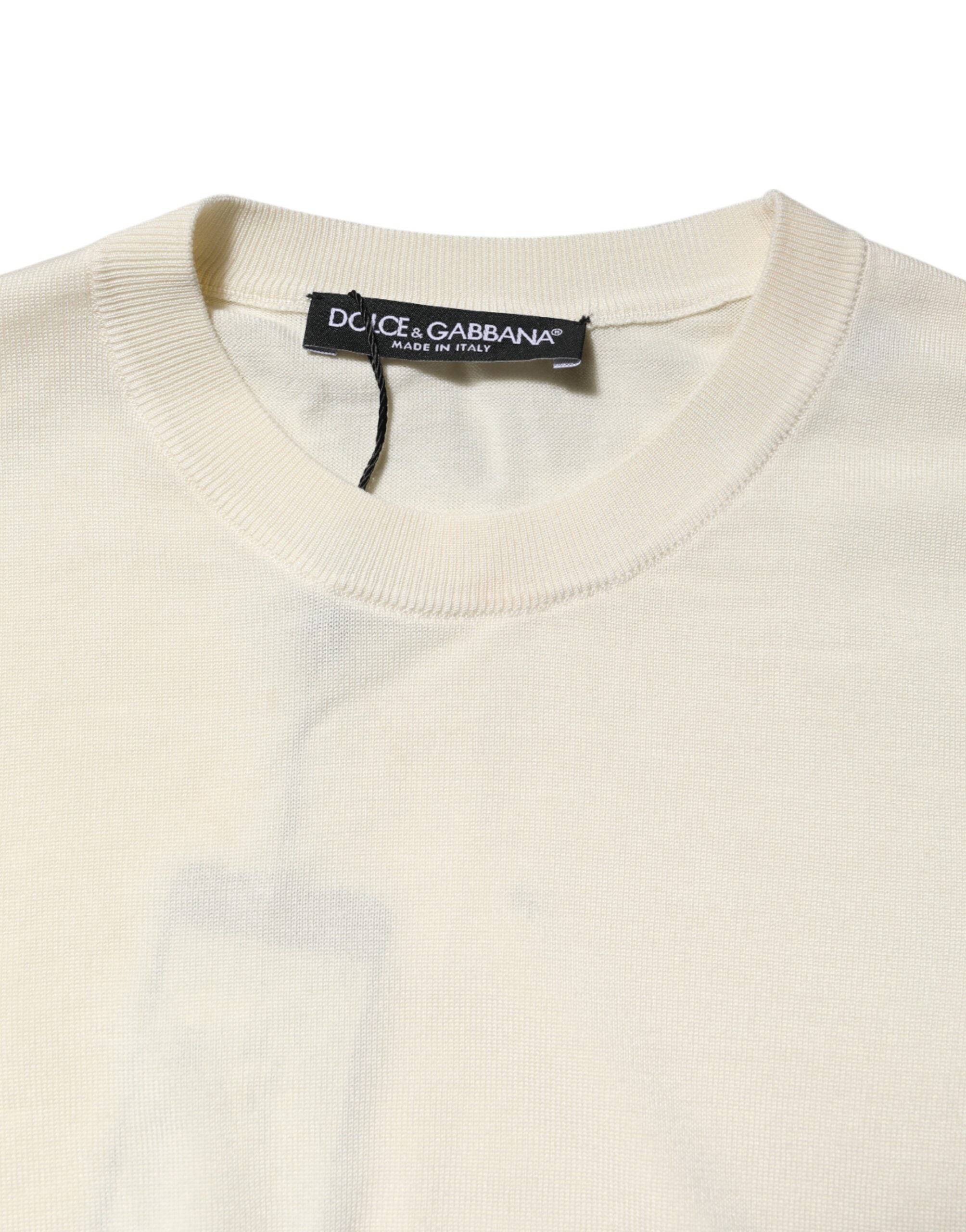 Dolce & Gabbana White Silk Short Sleeves Blouse Pullover Women's Top (Pre-Owned)
