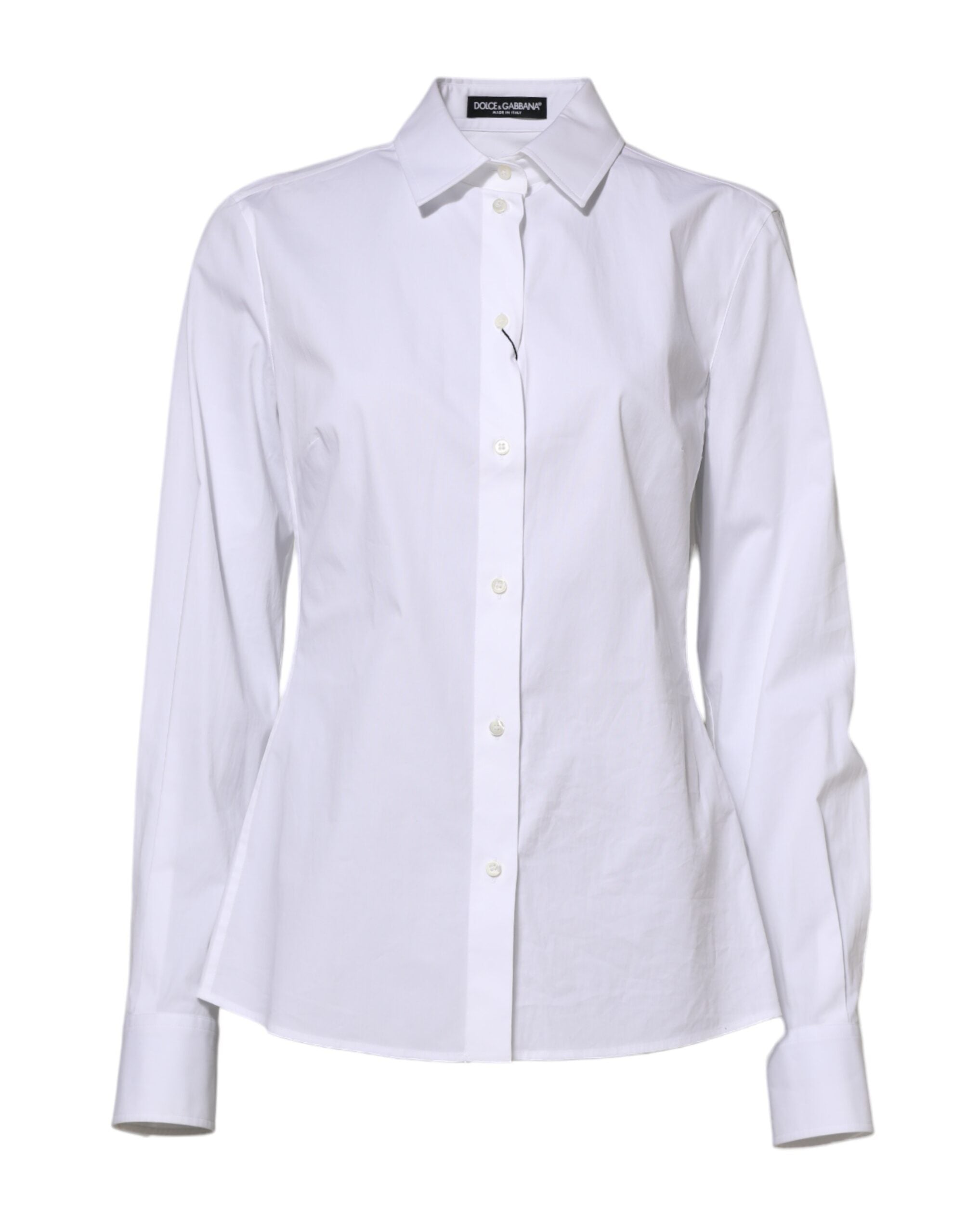 Dolce & Gabbana White Cotton Long Sleeves Collared Shirt Women's Top (Pre-Owned)