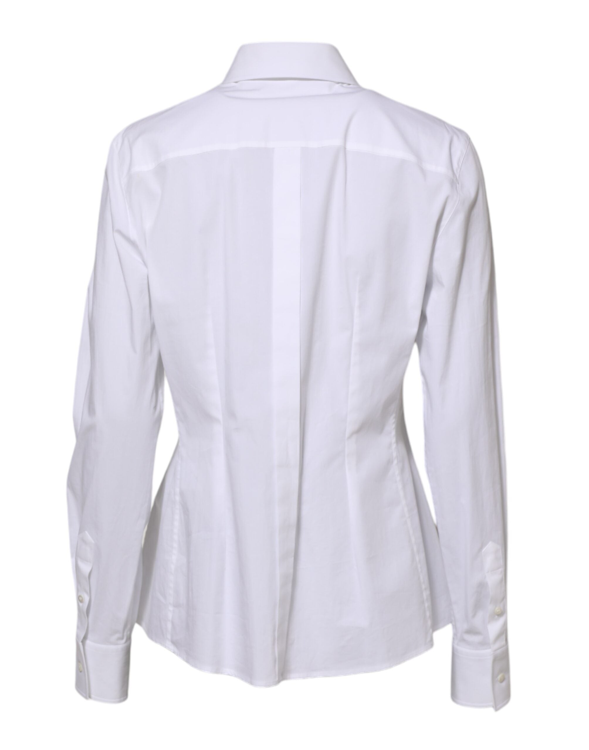 Dolce & Gabbana White Cotton Long Sleeves Collared Shirt Women's Top (Pre-Owned)