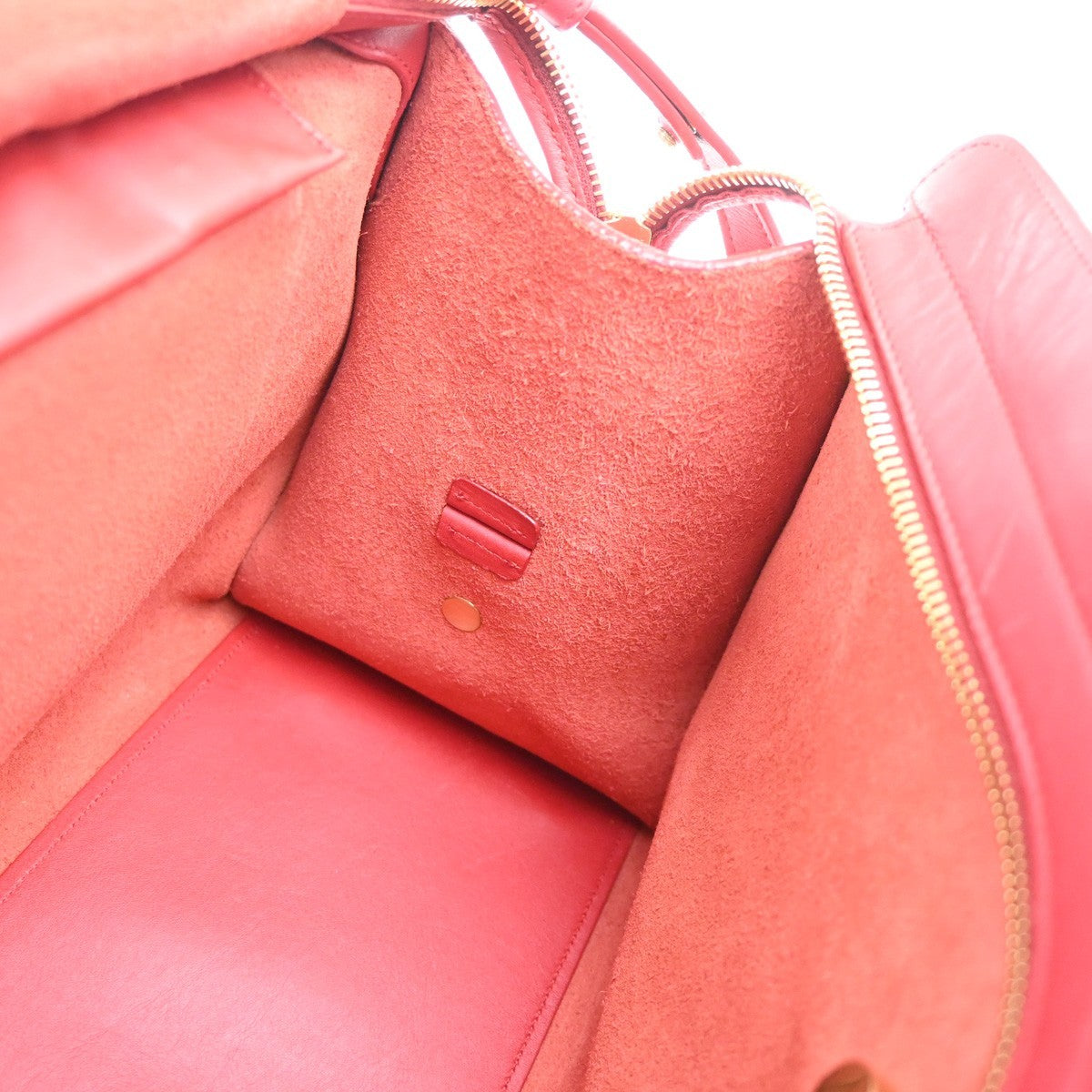 Saint Laurent Classic Y Cabas Leather Red Leather Tote Bag Bag (Pre-Owned)