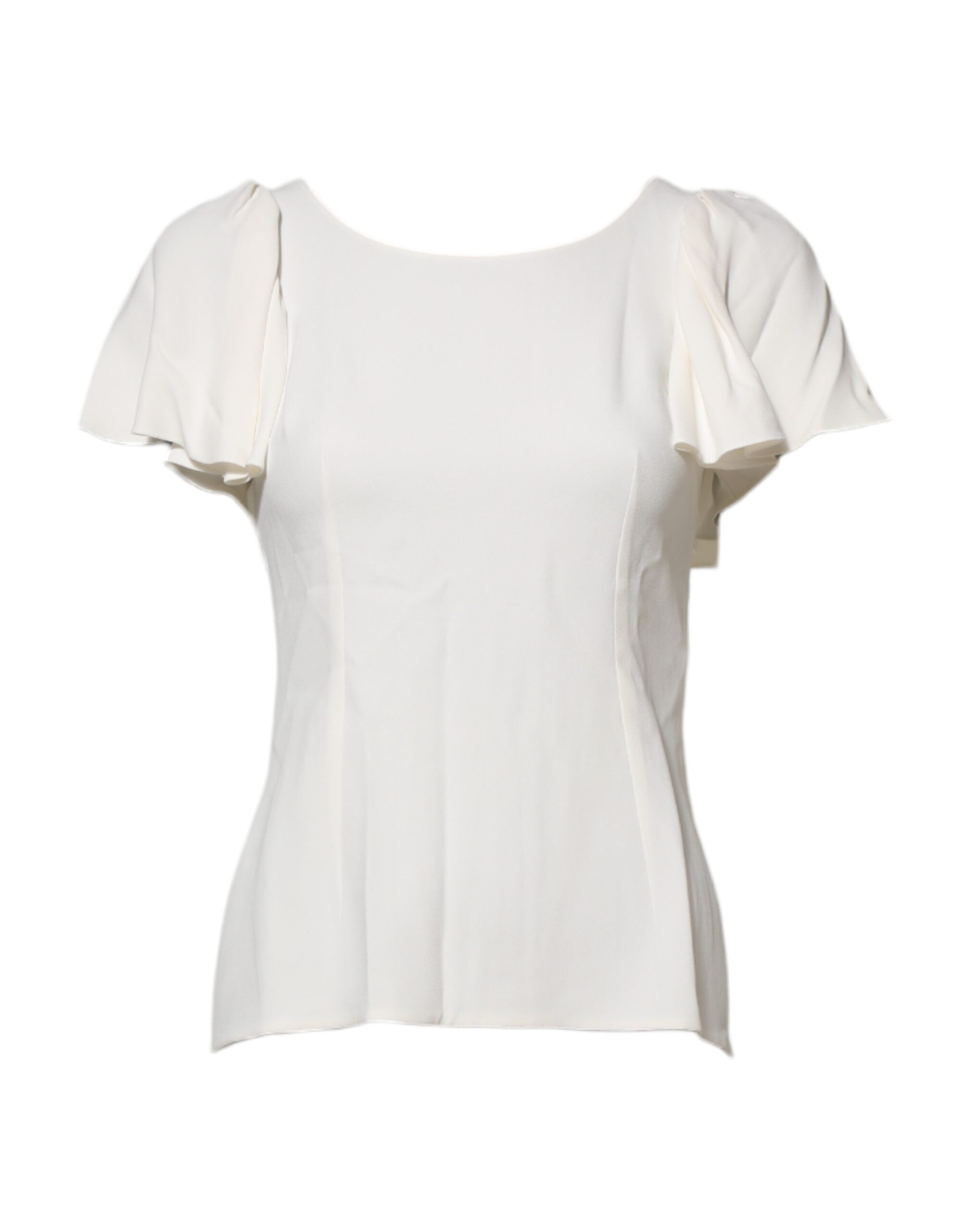 Dolce & Gabbana White Round Neck Short Sleeves Blouse Women's Top