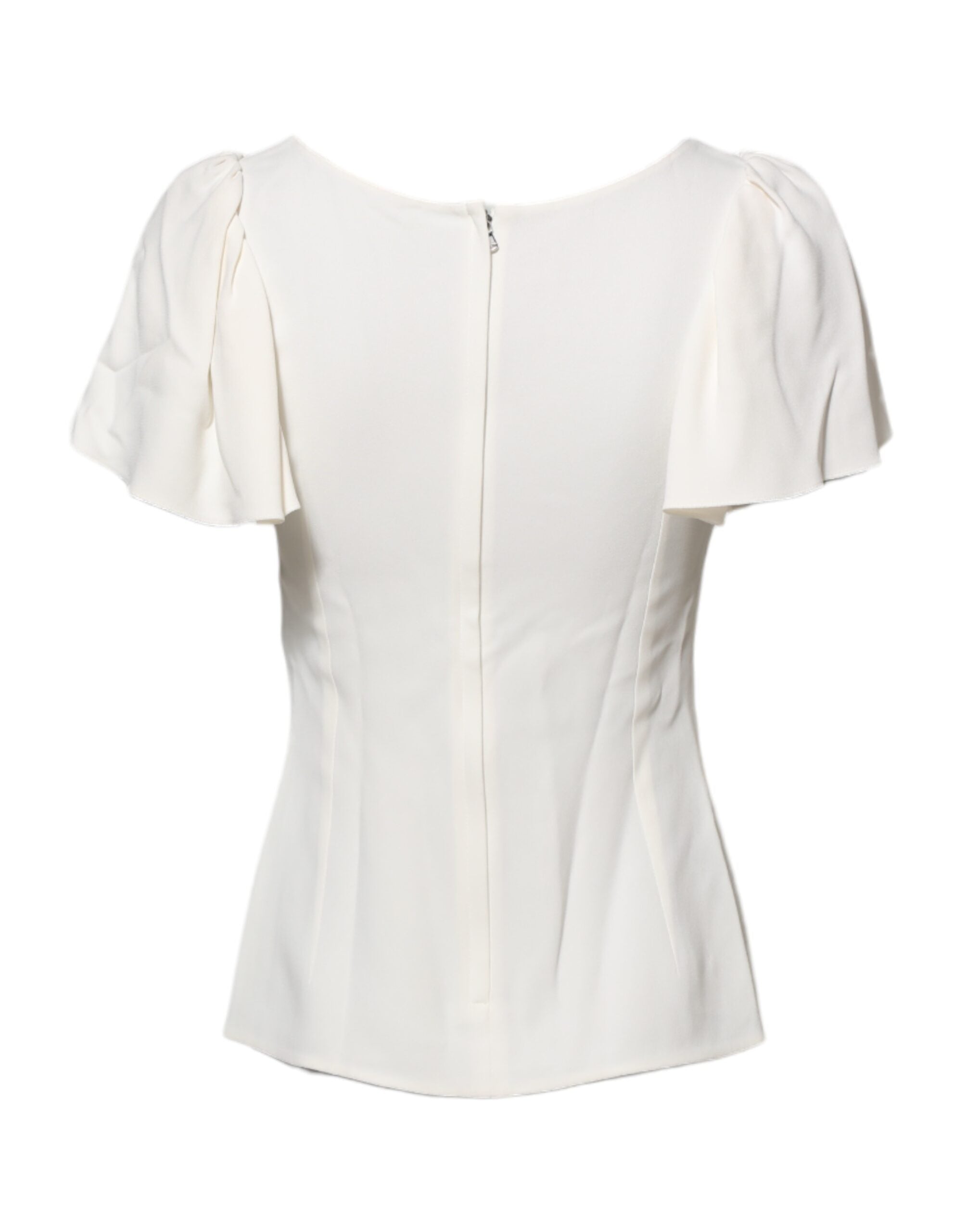 Dolce & Gabbana White Round Neck Short Sleeves Blouse Women's Top