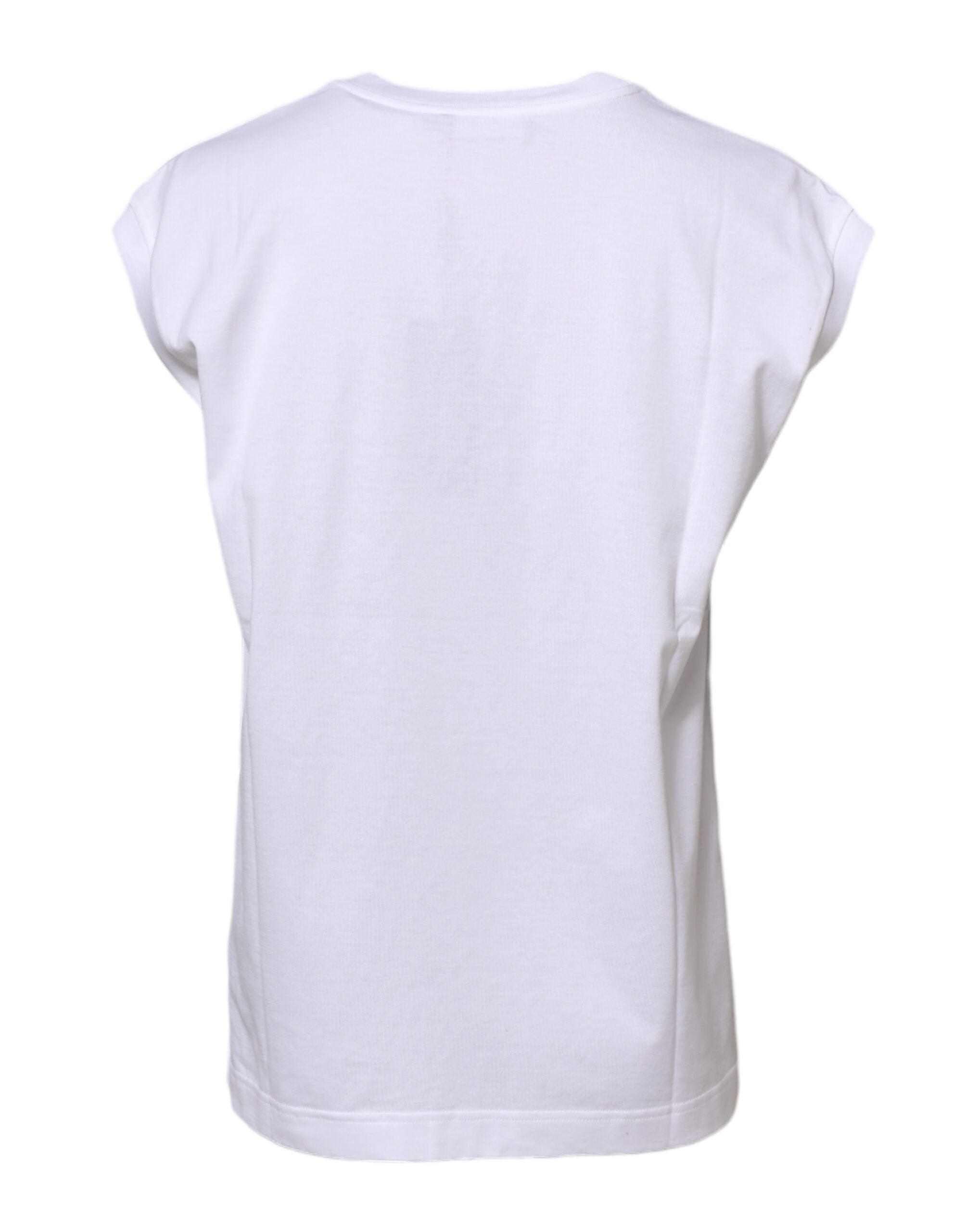 Dolce & Gabbana White Cotton Sleeveless Women Tank Women's T-shirt