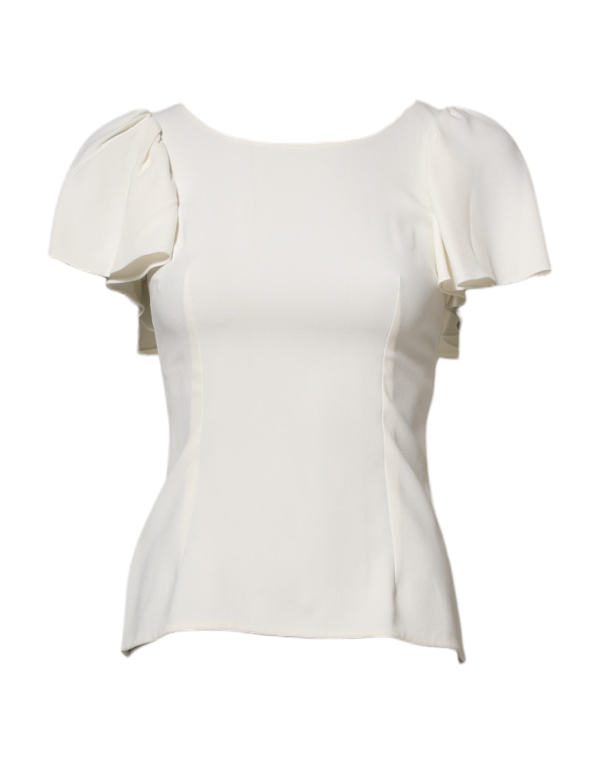 Dolce & Gabbana White Round Neck Short Sleeves Blouse Women's Top (Pre-Owned)
