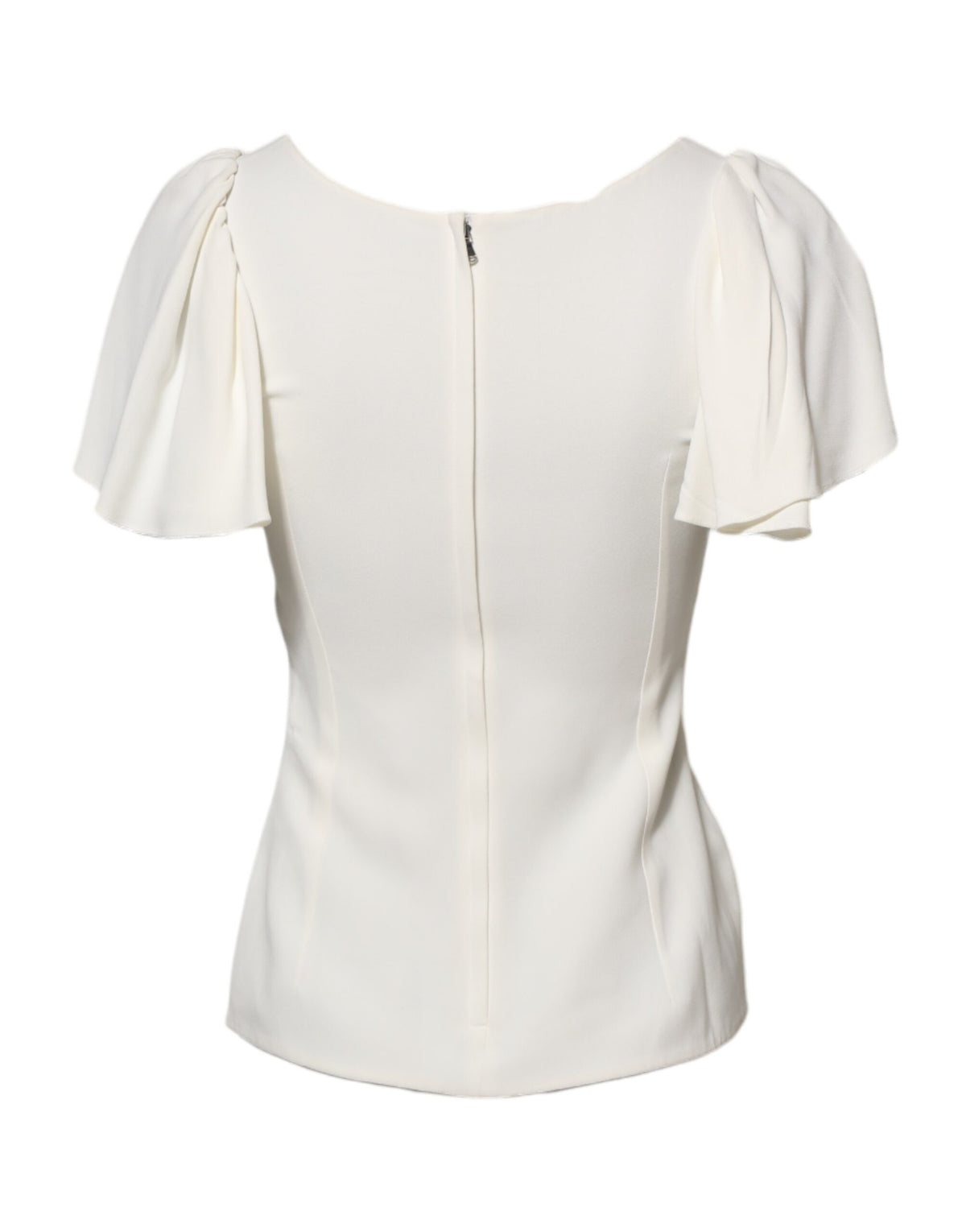 Dolce & Gabbana White Round Neck Short Sleeves Blouse Women's Top (Pre-Owned)