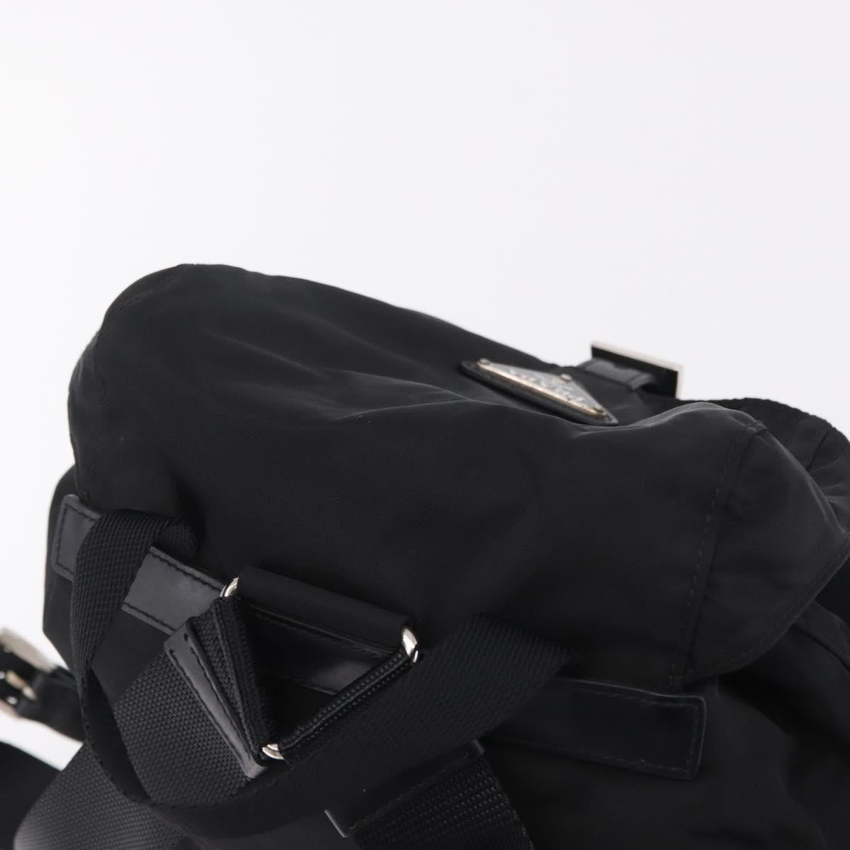 Prada Double Pocket Backpack Chain Re-Nylon Black Nylon Shoulder Bag Bag (Pre-Owned)