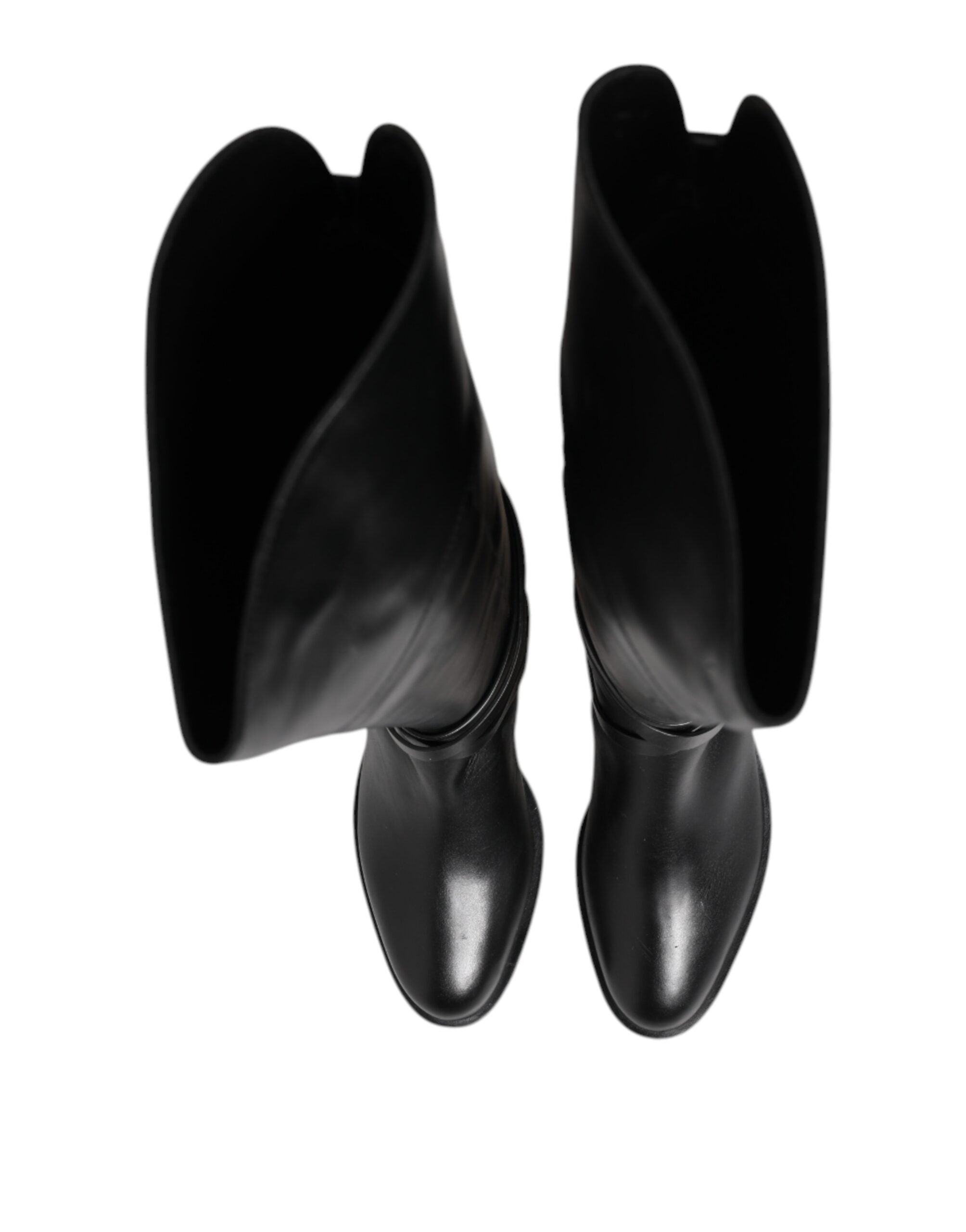 Elisabetta Franchi Black Leather Buckled High Boots Women's Shoes (Pre-Owned)