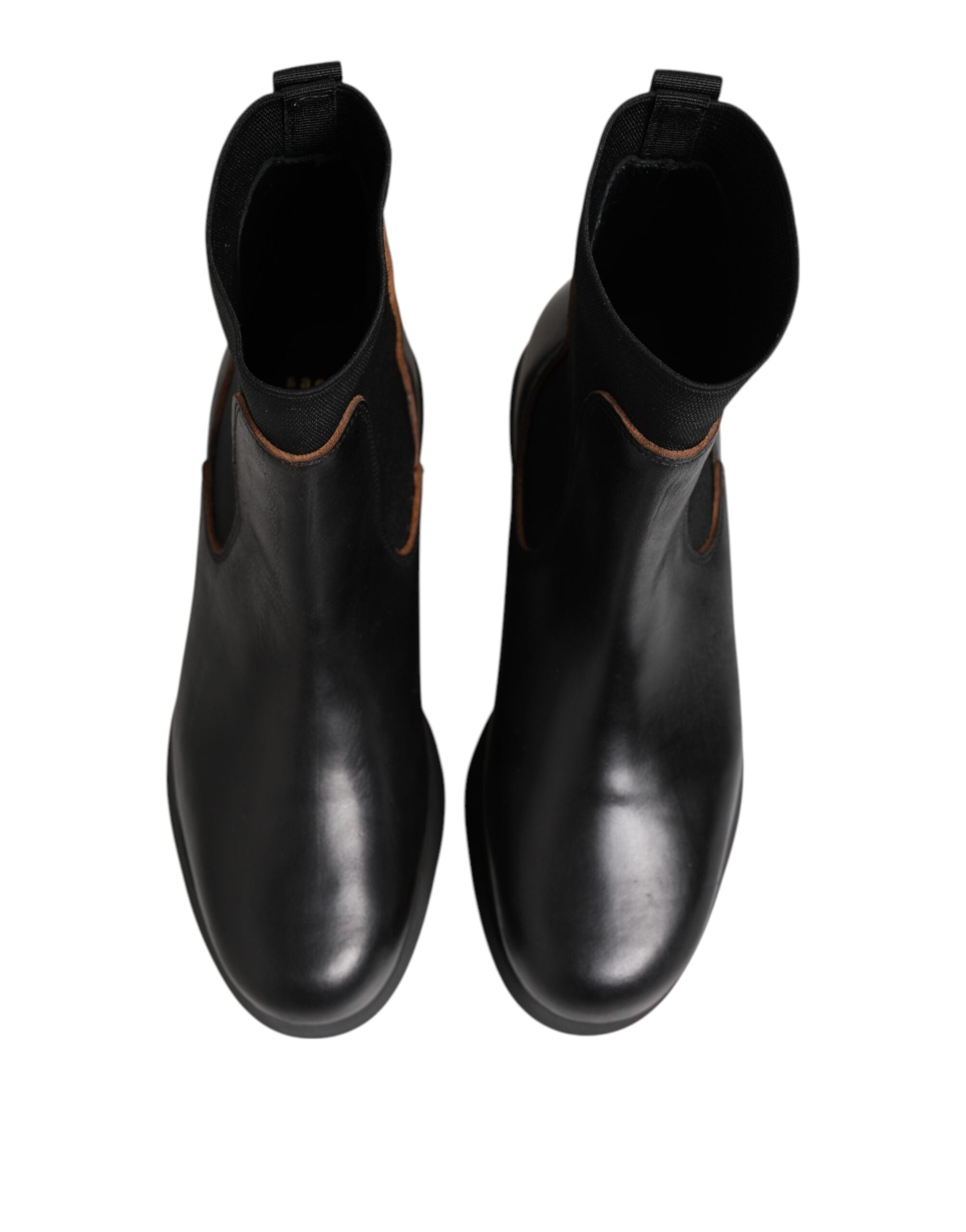 Sacai Black Chelsea Leather Pull On Women Ankle Boots Women's Shoes (Pre-Owned)