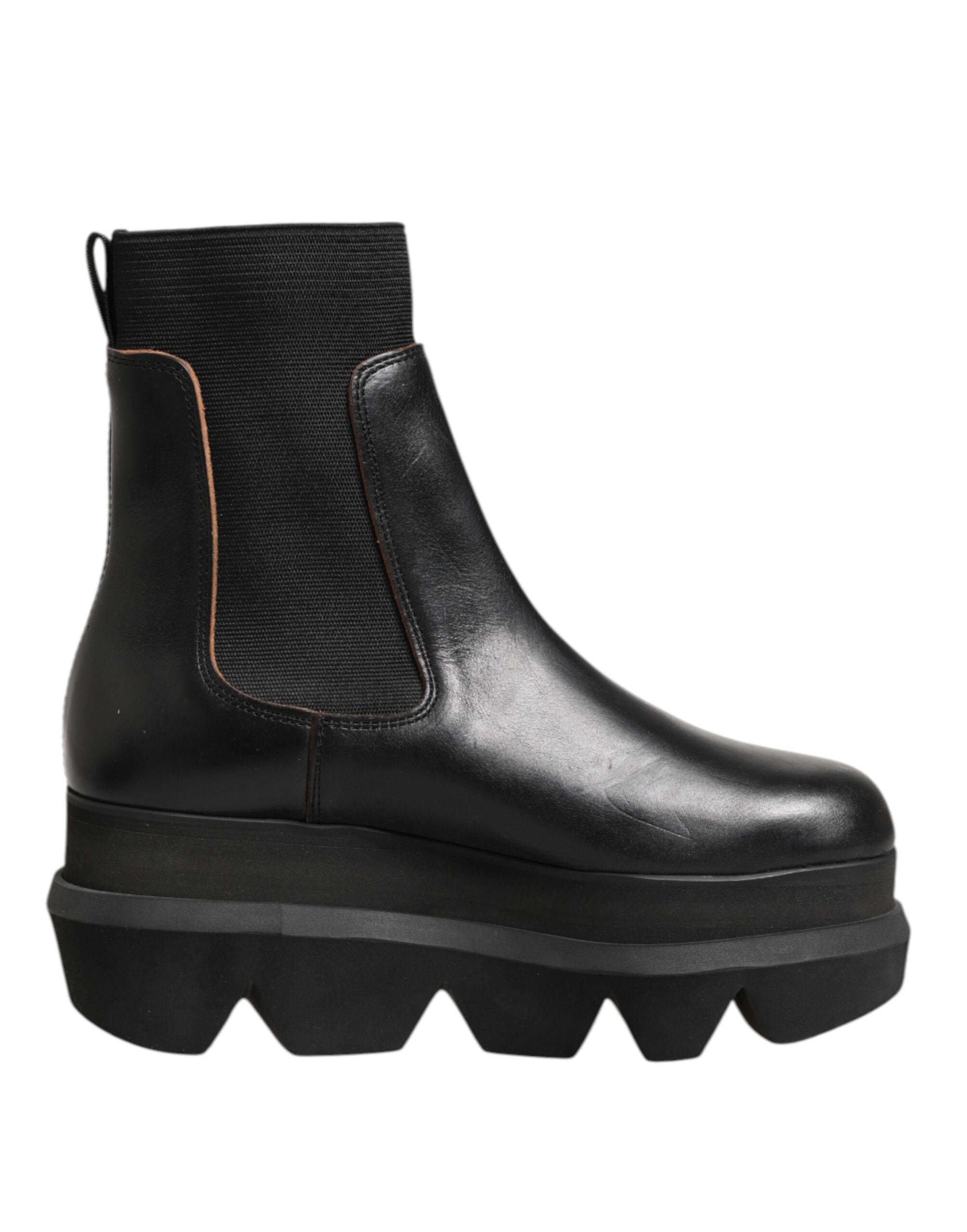 Sacai Black Chelsea Leather Pull On Women Ankle Boots Women's Shoes (Pre-Owned)