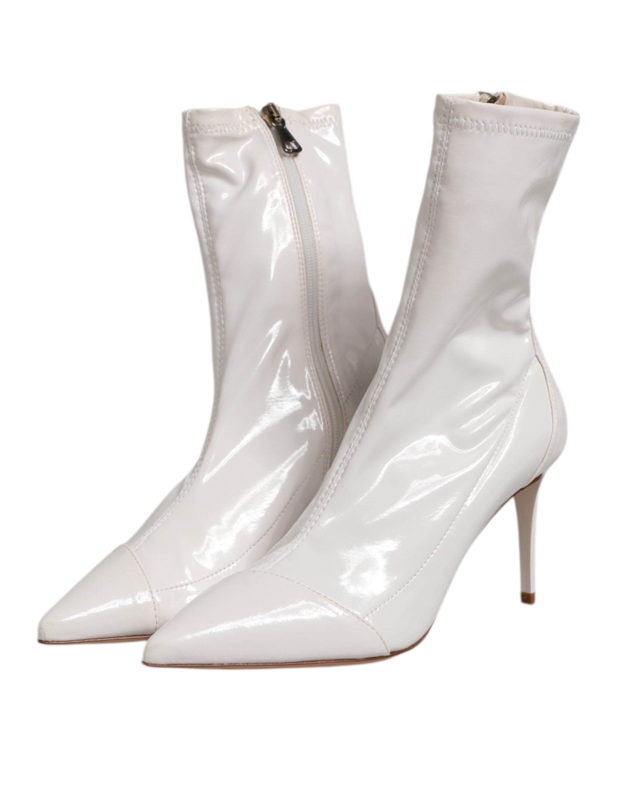 Elisabetta Franchi White Stiletto Heels Mid Calf Boots Women's Shoes (Pre-Owned)