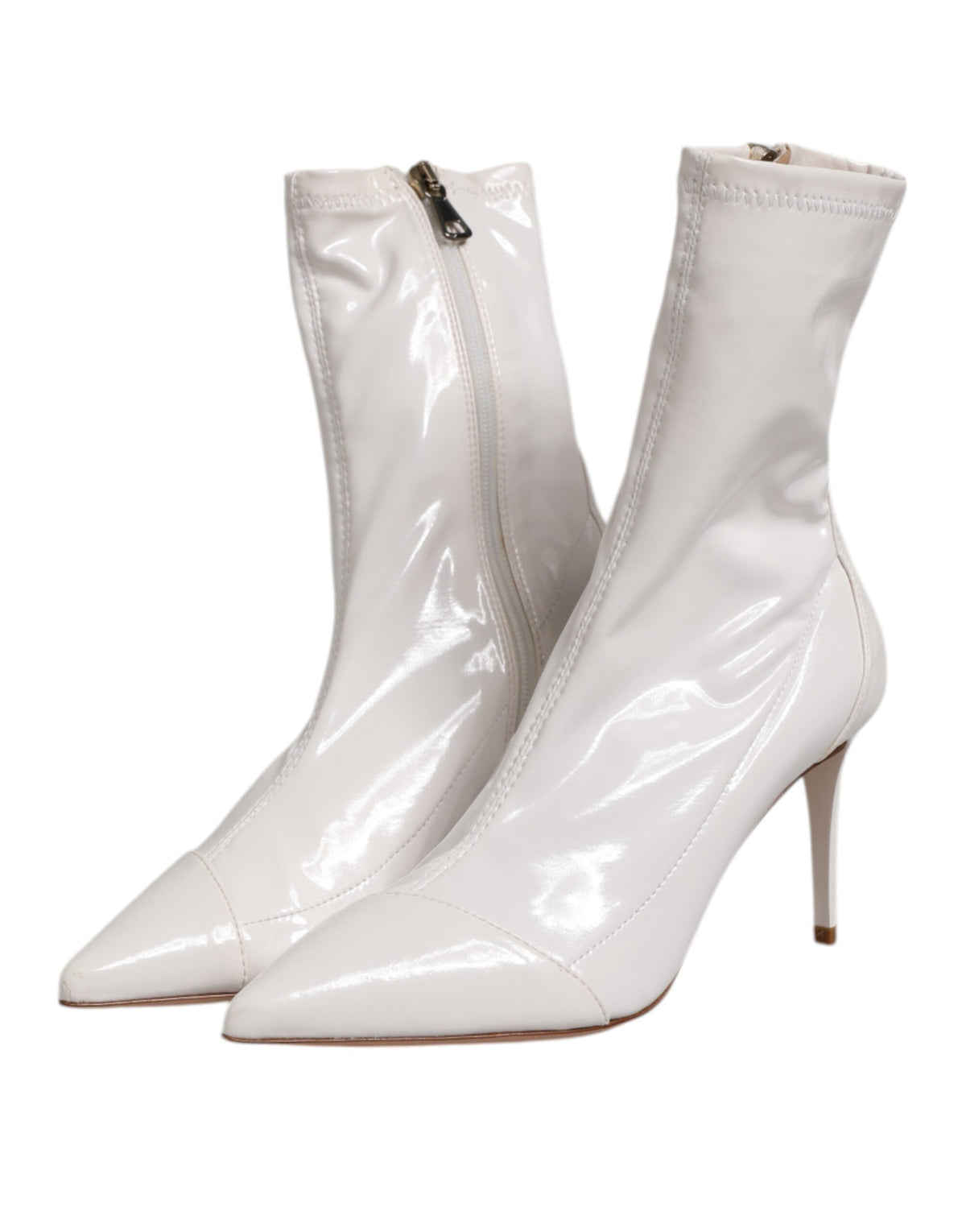 Elisabetta Franchi White Stiletto Heels Mid Calf Boots Women's Shoes (Pre-Owned)