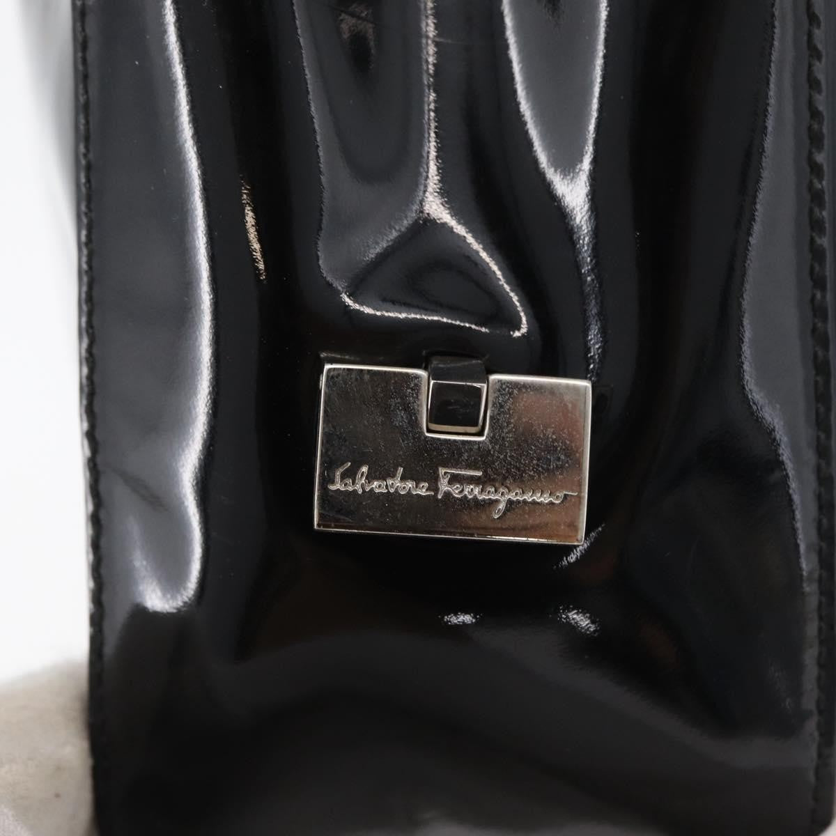 Salvatore Ferragamo Vintage Patent Leather Black Patent_Leather Tote Bag Bag (Pre-Owned)