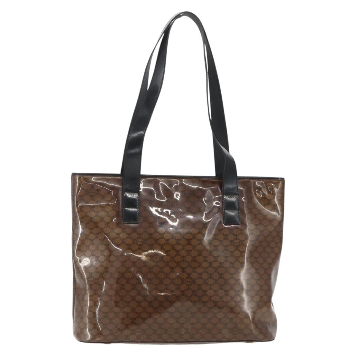 Celine Vintage Macadam Macadam Canvas Vinyl Brown Plastic Shoulder Bag Bag (Pre-Owned)