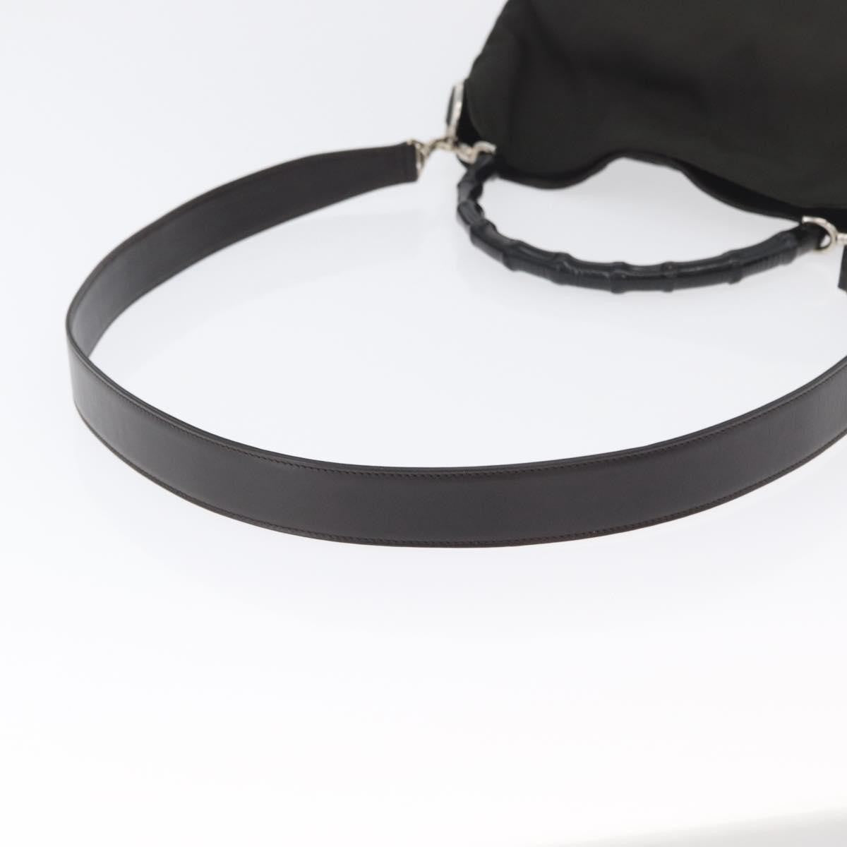 Gucci Vintage Bamboo Handle Nylon Black Nylon Handbag (Pre-Owned)