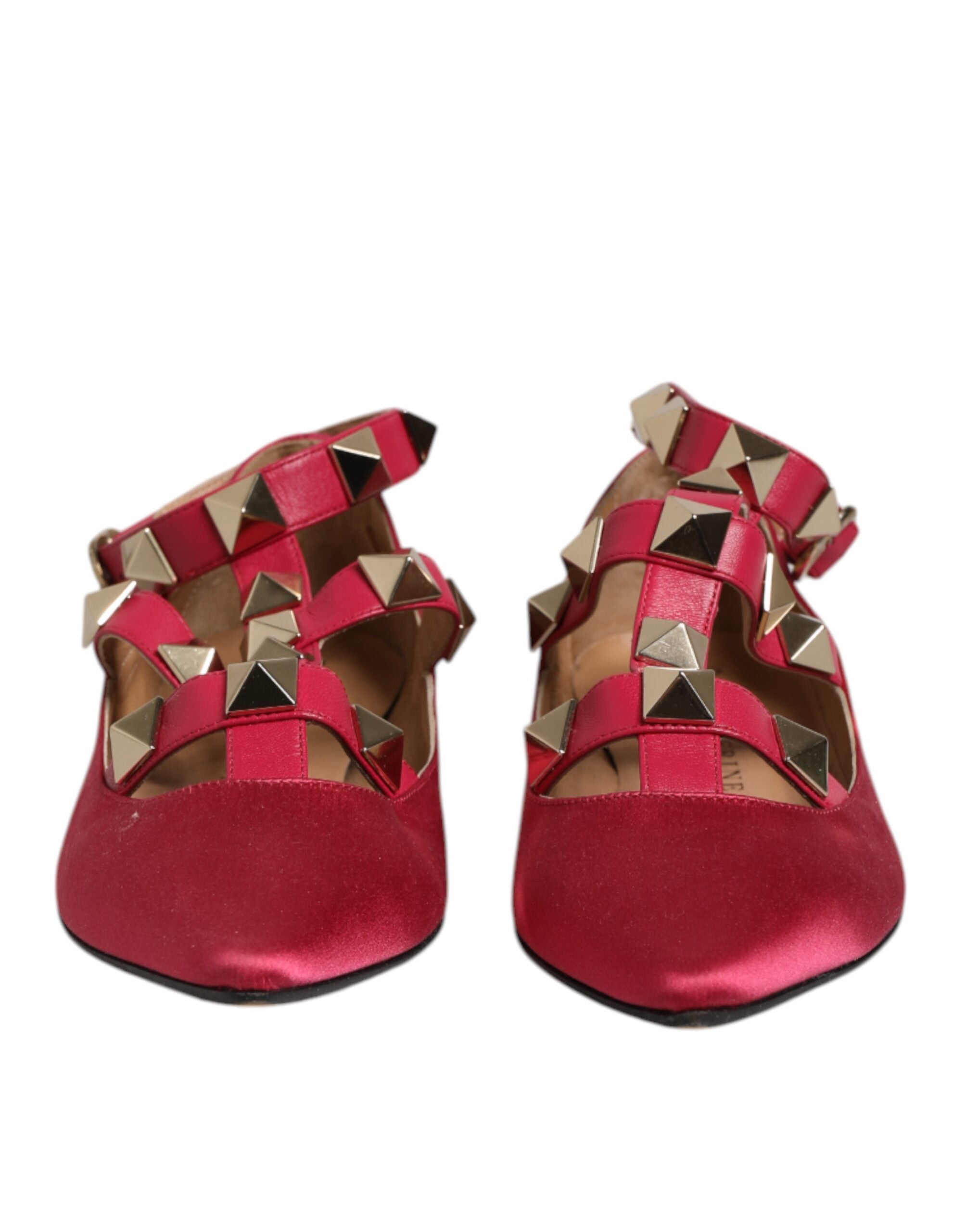 Prosperine Red Gold Studded Pointed Toe Ballet Flats Women's Shoes