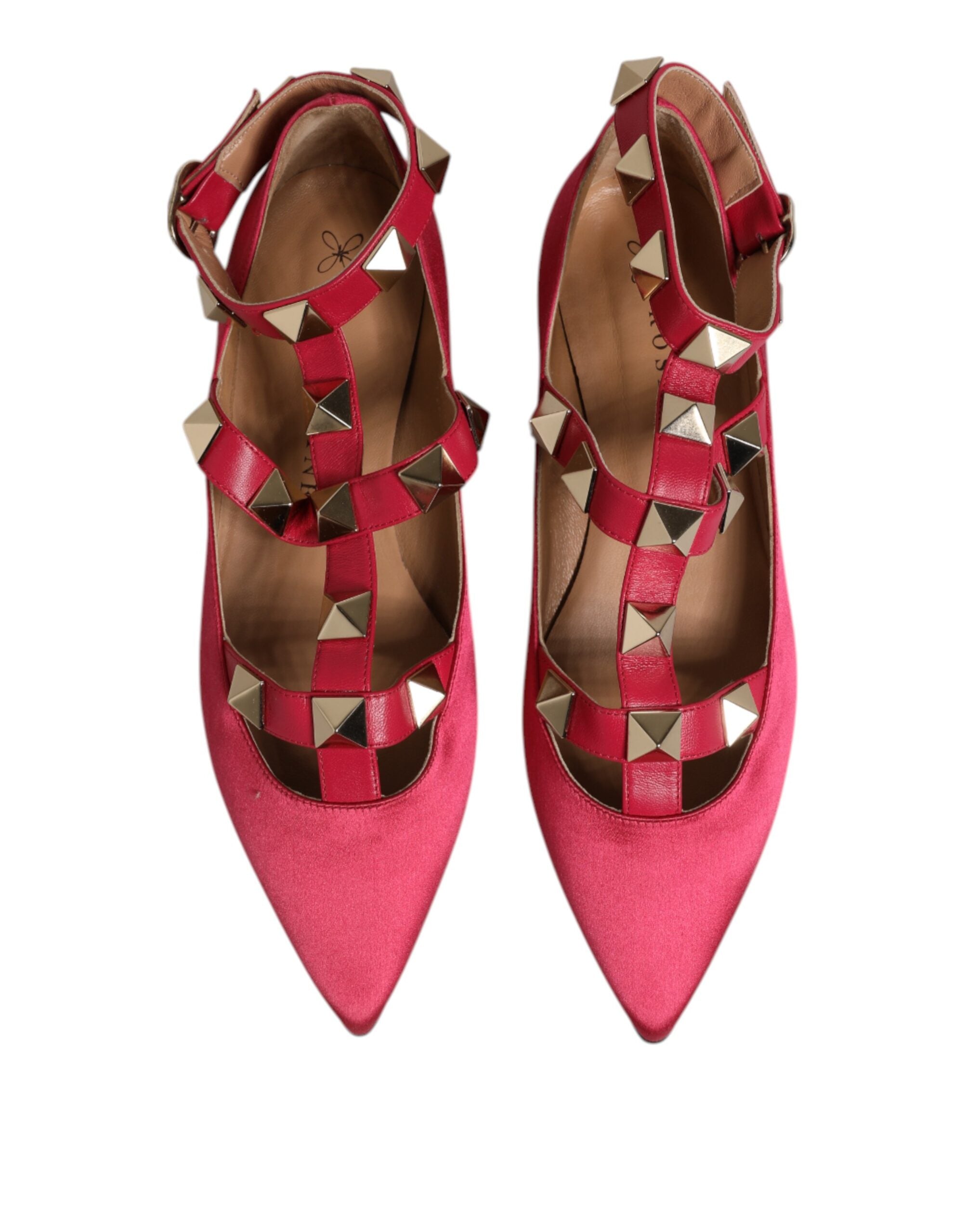 Prosperine Red Gold Studded Pointed Toe Ballet Flats Women's Shoes