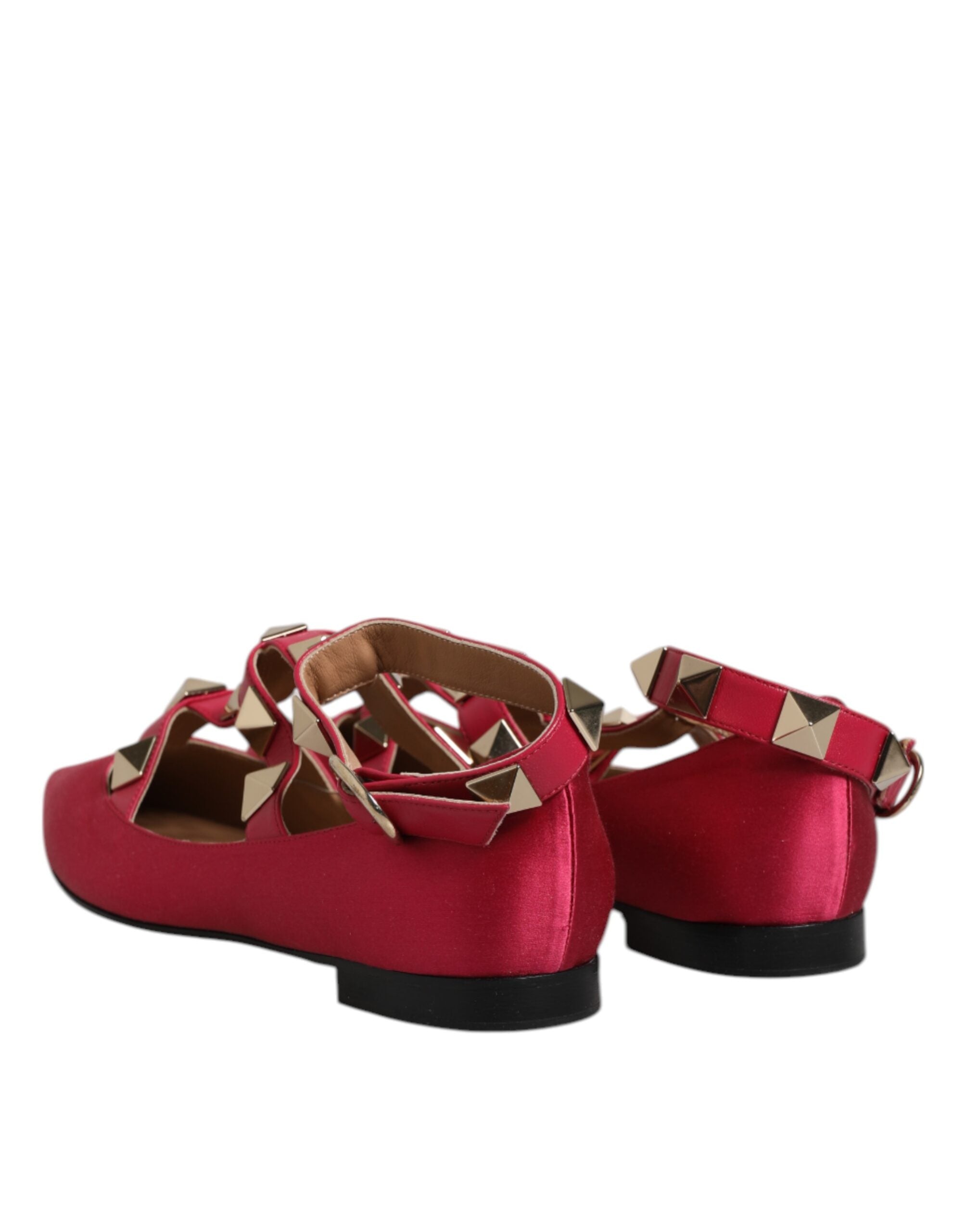 Prosperine Red Gold Studded Pointed Toe Ballet Flats Women's Shoes