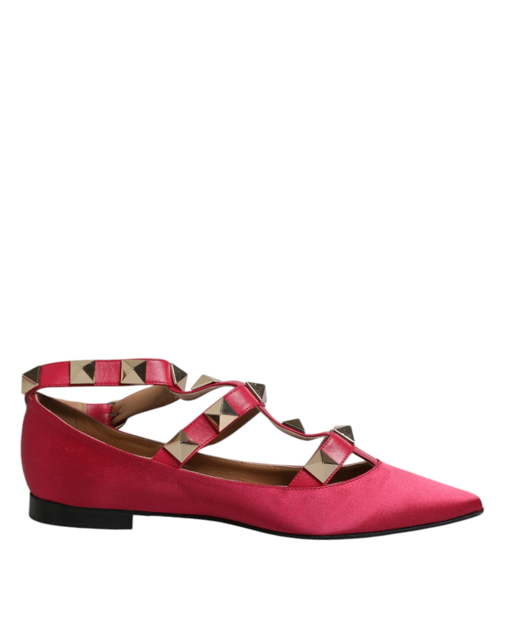 Prosperine Red Gold Studded Pointed Toe Ballet Flats Women's Shoes