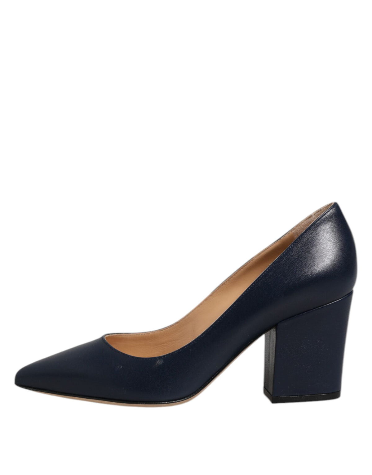 Sergio Rossi Blue Leather Pointed Toe Block Heels Women's Shoes (Pre-Owned)