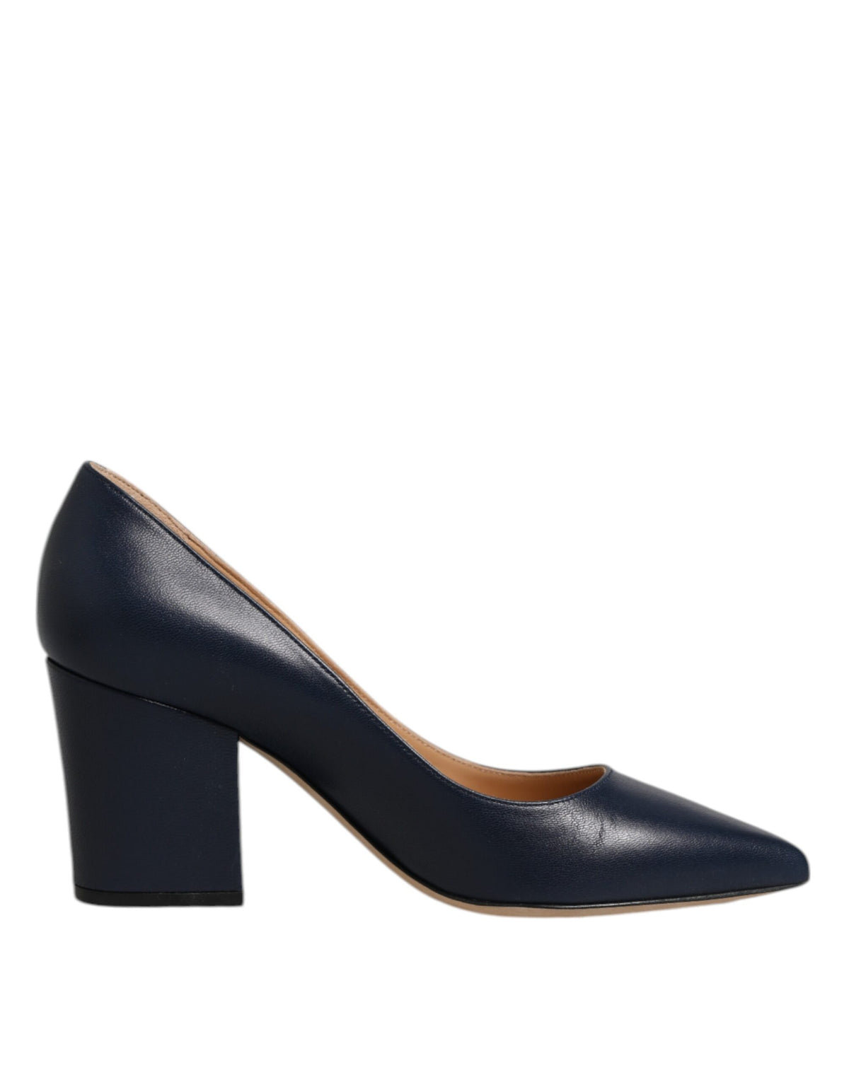 Sergio Rossi Blue Leather Pointed Toe Block Heels Women's Shoes (Pre-Owned)