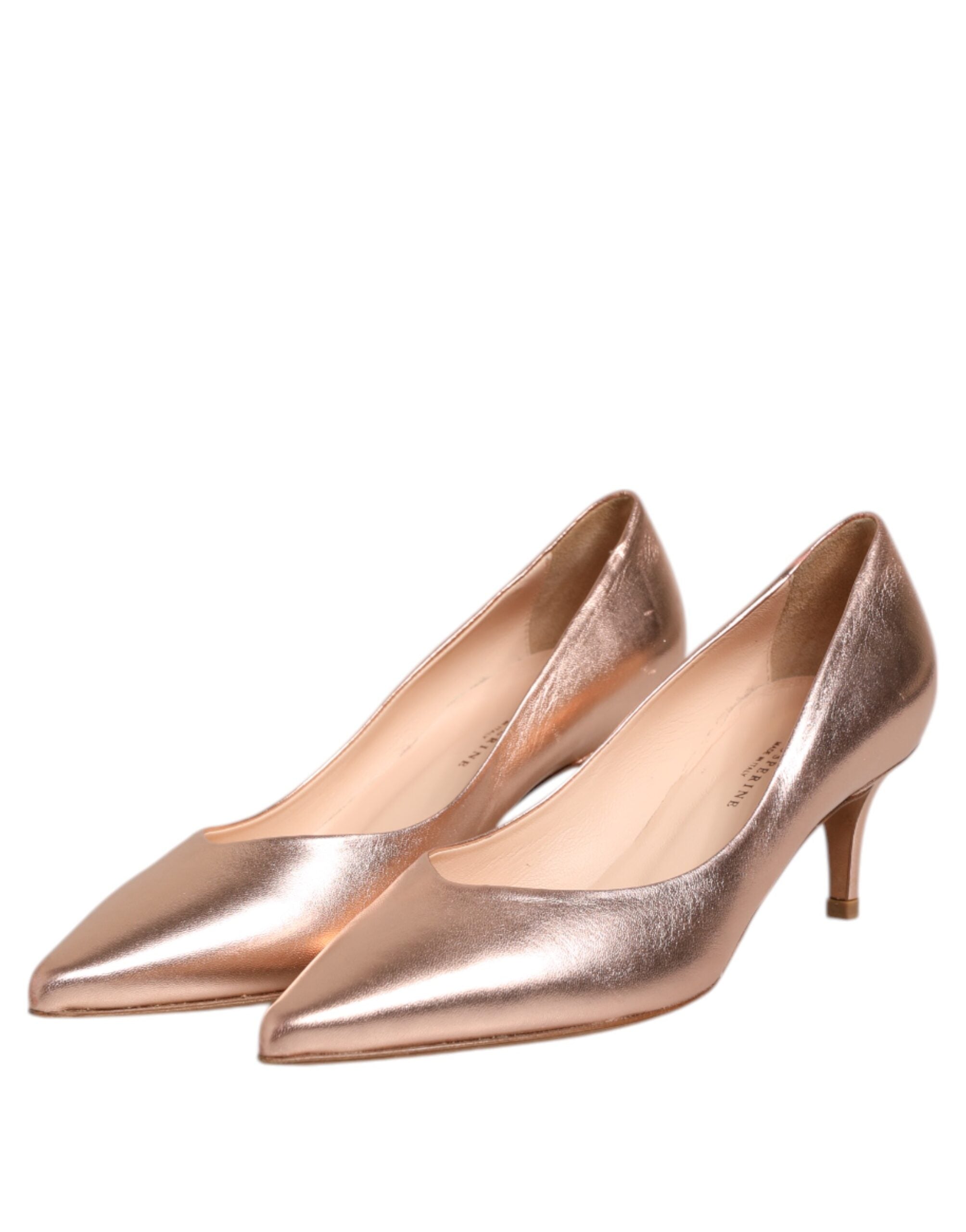 Prosperine Pink Leather Pumps Stiletto Heels Slip On Women's Shoes (Pre-Owned)