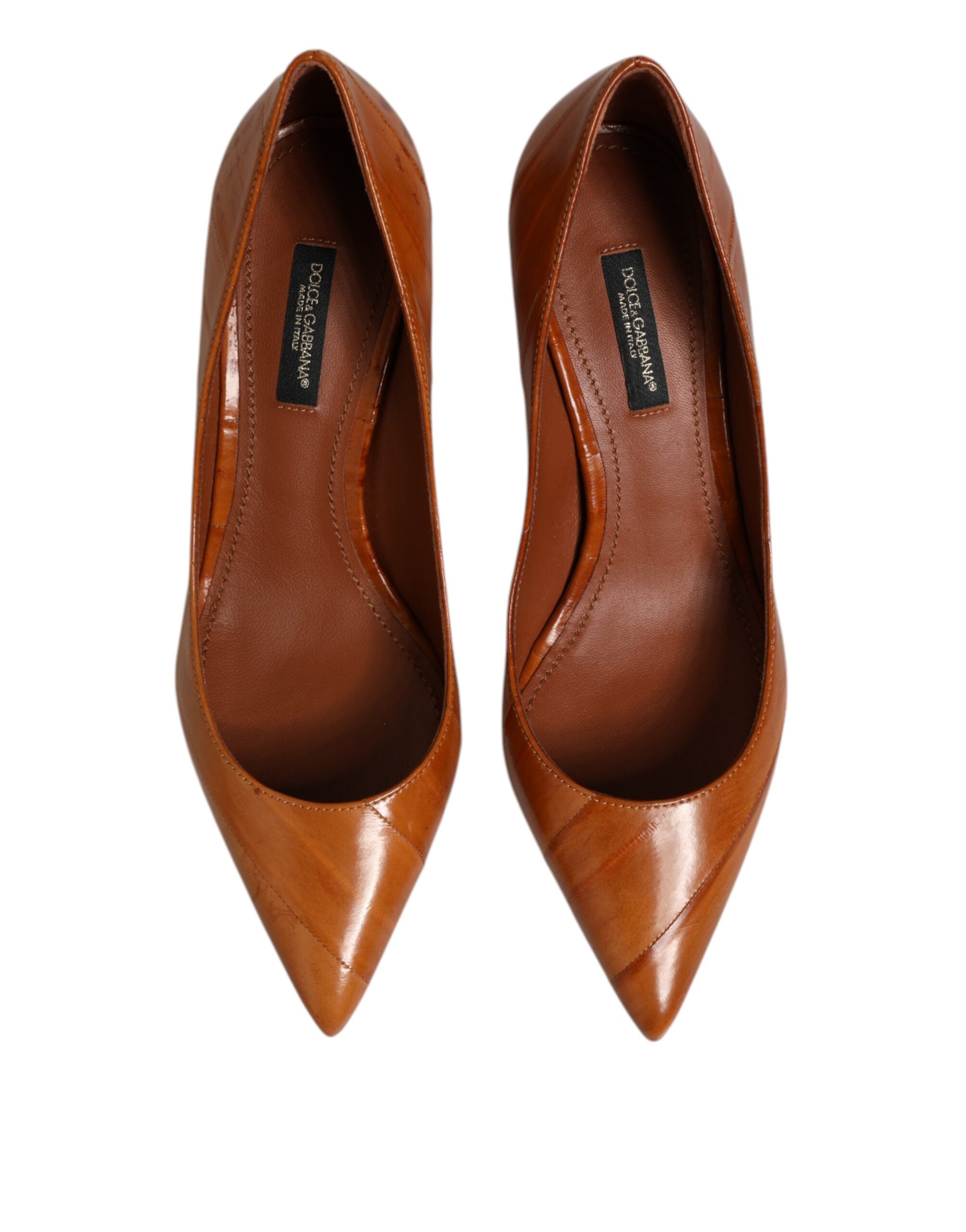 Dolce & Gabbana Brown Leather Stiletto Heel Pumps Women's Shoes (Pre-Owned)