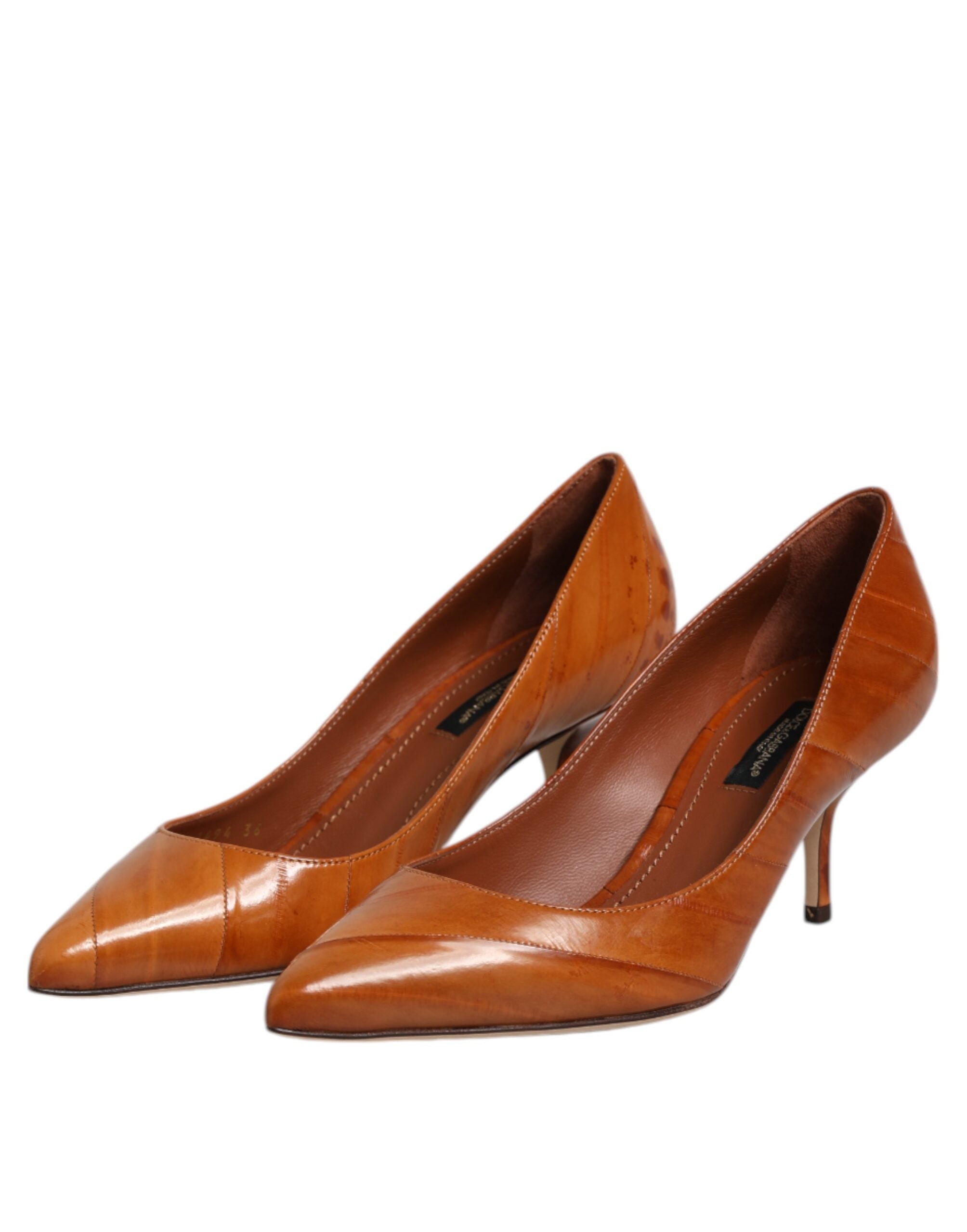 Dolce & Gabbana Brown Leather Stiletto Heel Pumps Women's Shoes (Pre-Owned)