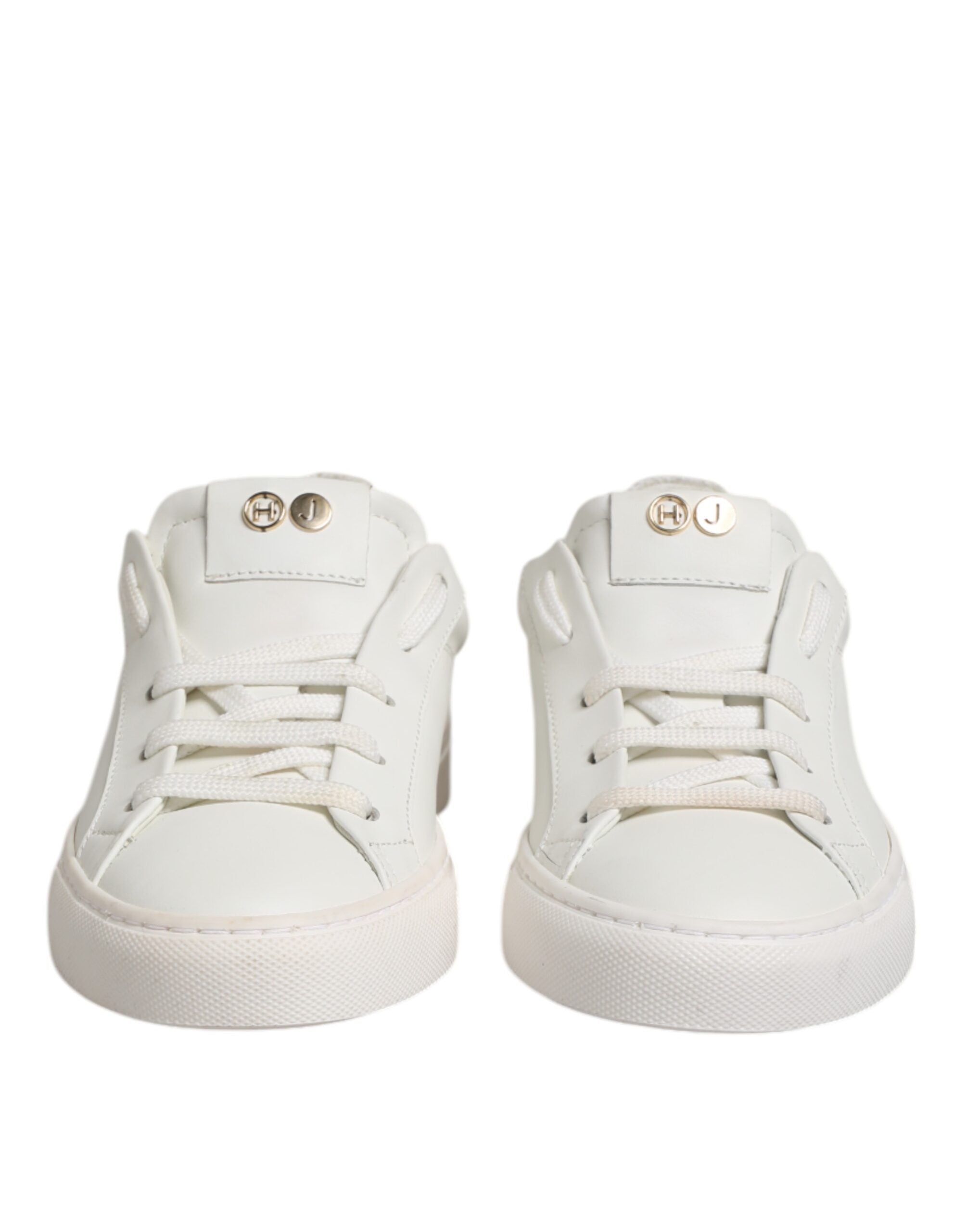 HIDE & JACK White Leather Low Top Lace Up Sneakers Women's Shoes (Pre-Owned)